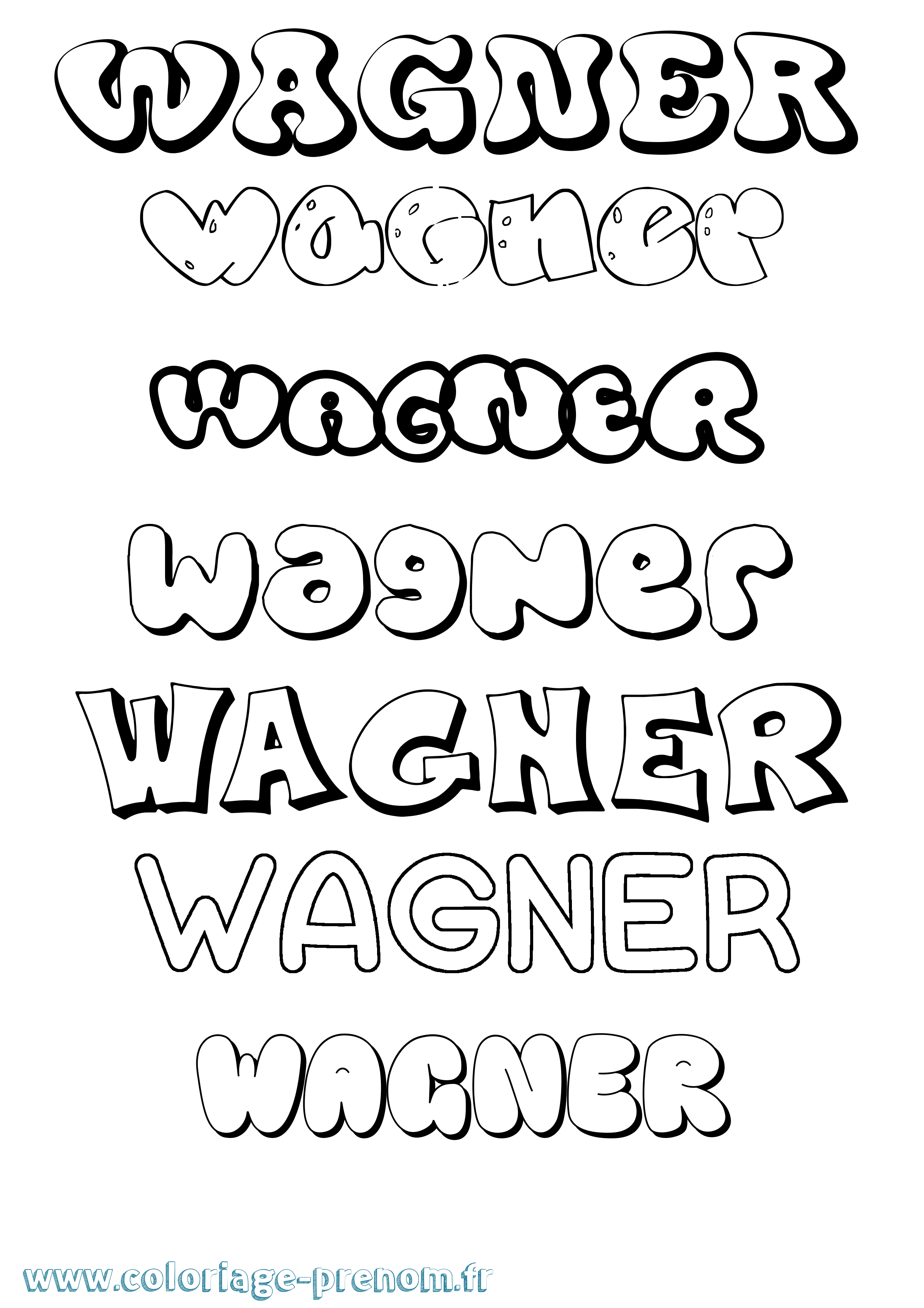 Coloriage Wagner Bubble Coloriage prénom Wagner Bubble