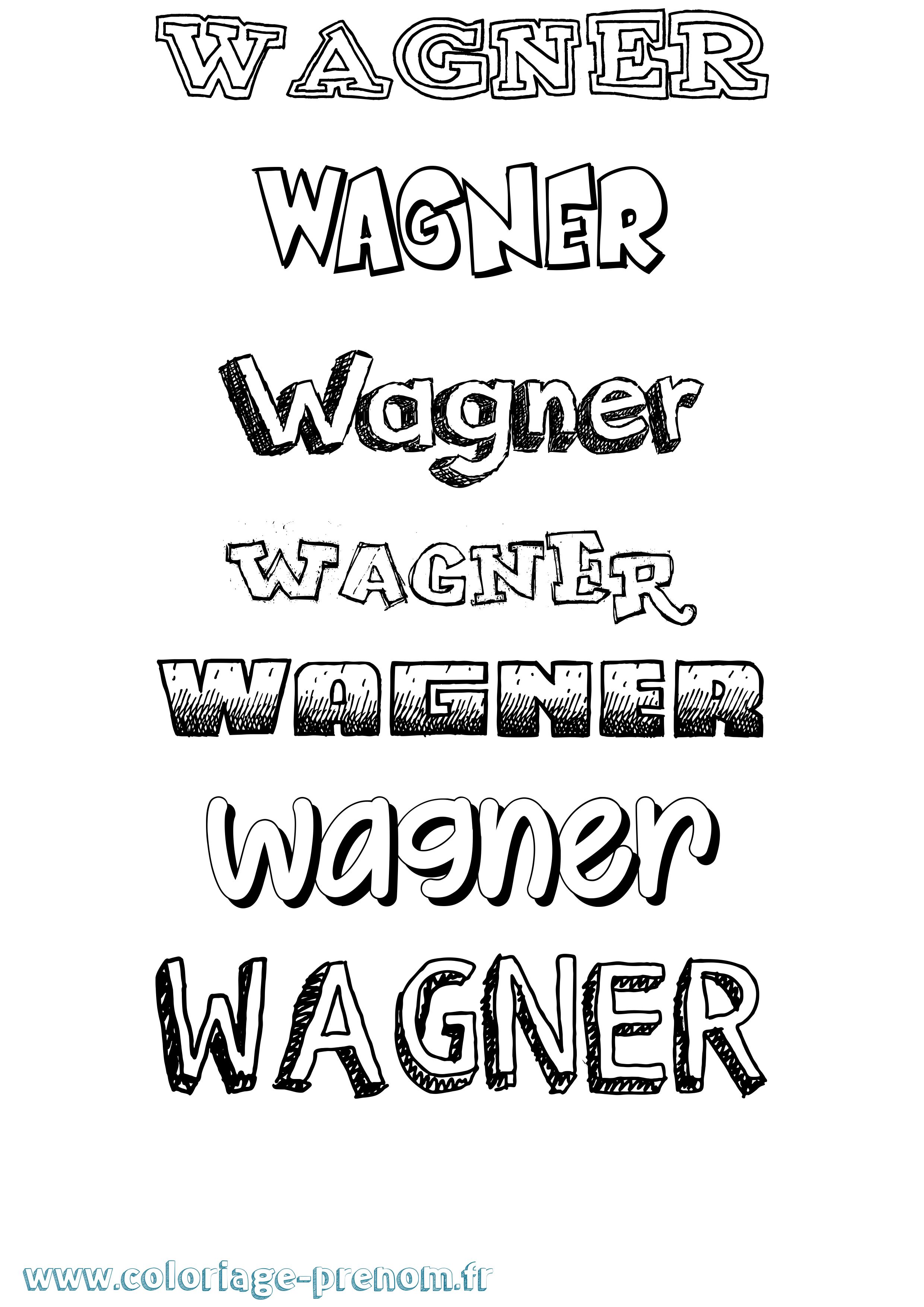 Coloriage Wagner Dessiné Coloriage prénom Wagner Dessiné