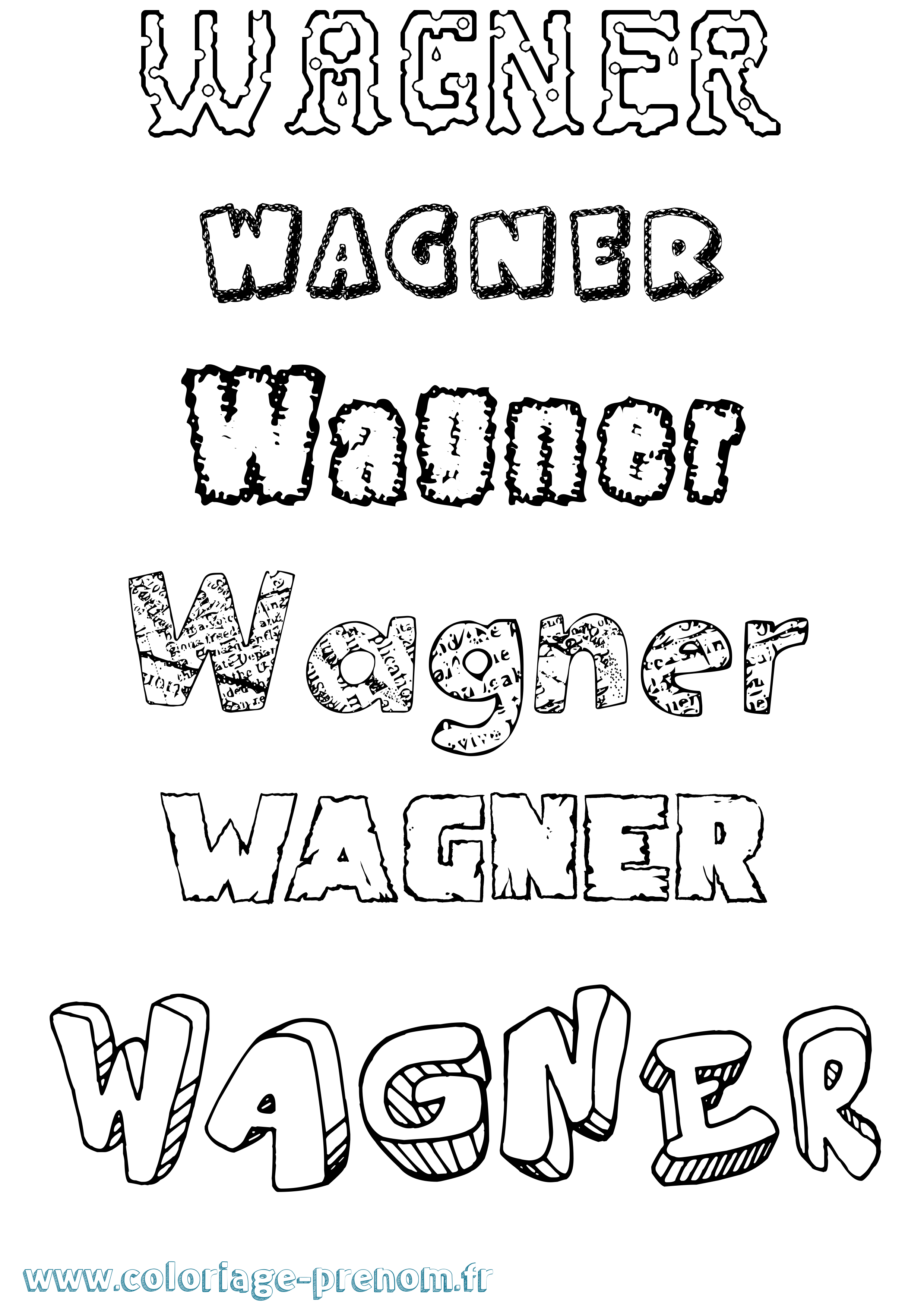Coloriage Wagner Destructuré Coloriage prénom Wagner Destructuré