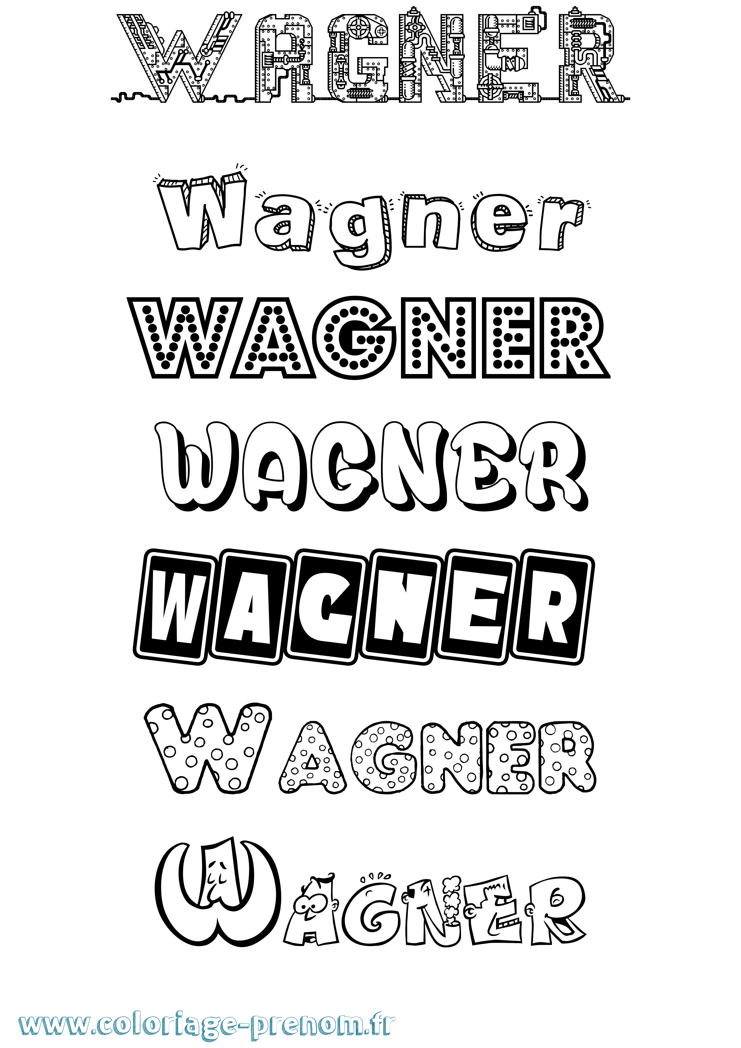 Coloriage Wagner Fun Coloriage prénom Wagner Fun