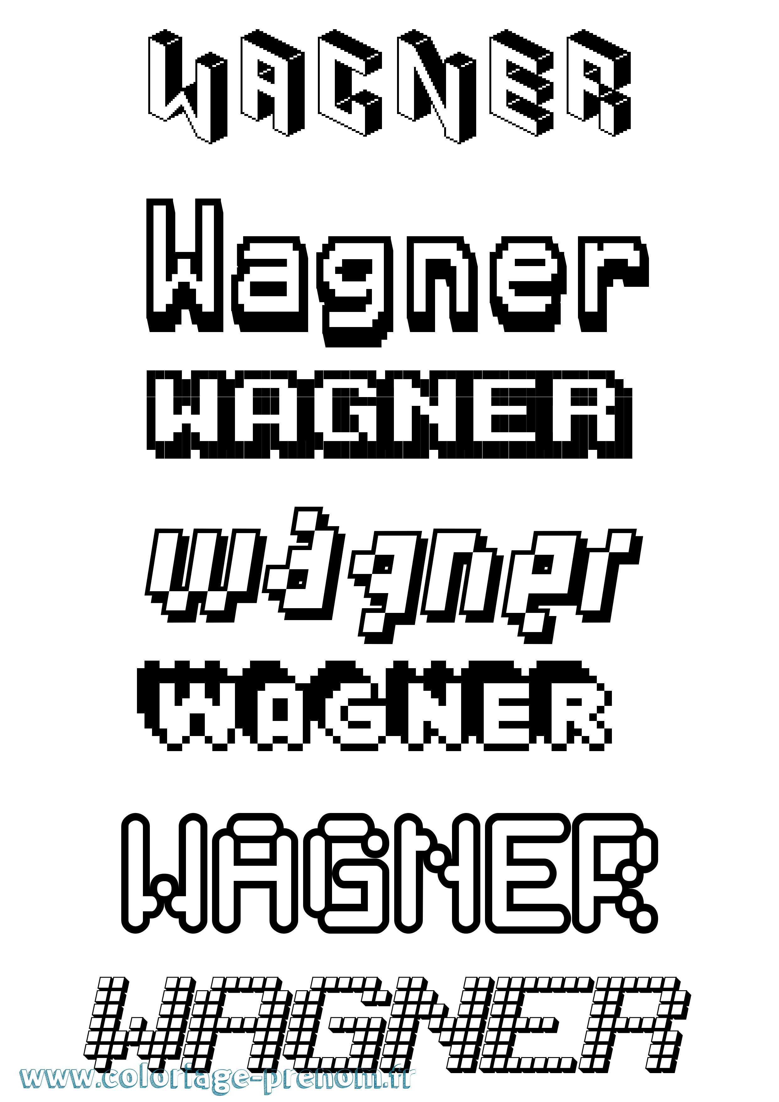 Coloriage Wagner Pixel Coloriage prénom Wagner Pixel