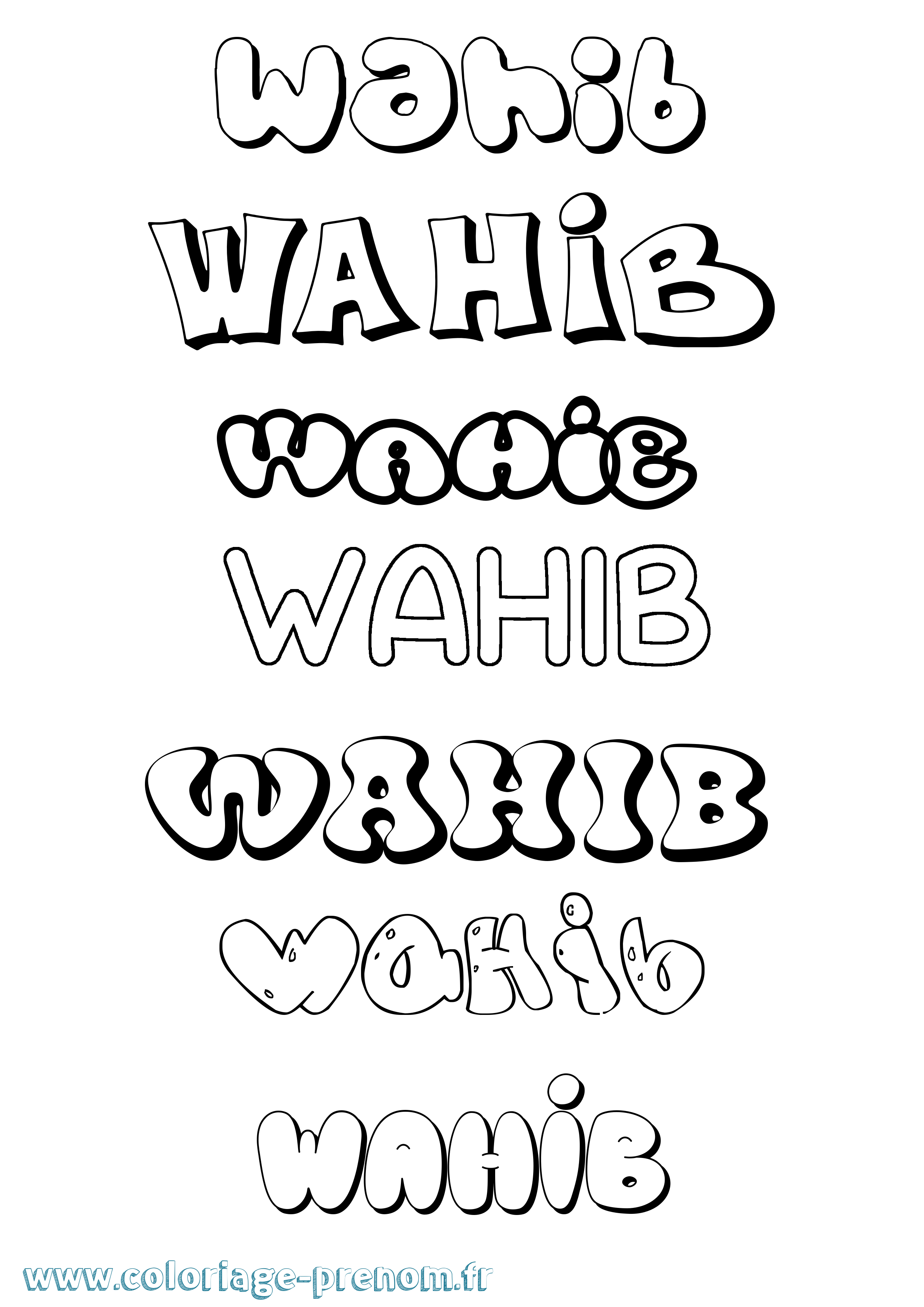 Coloriage Wahib Bubble Coloriage prénom Wahib Bubble