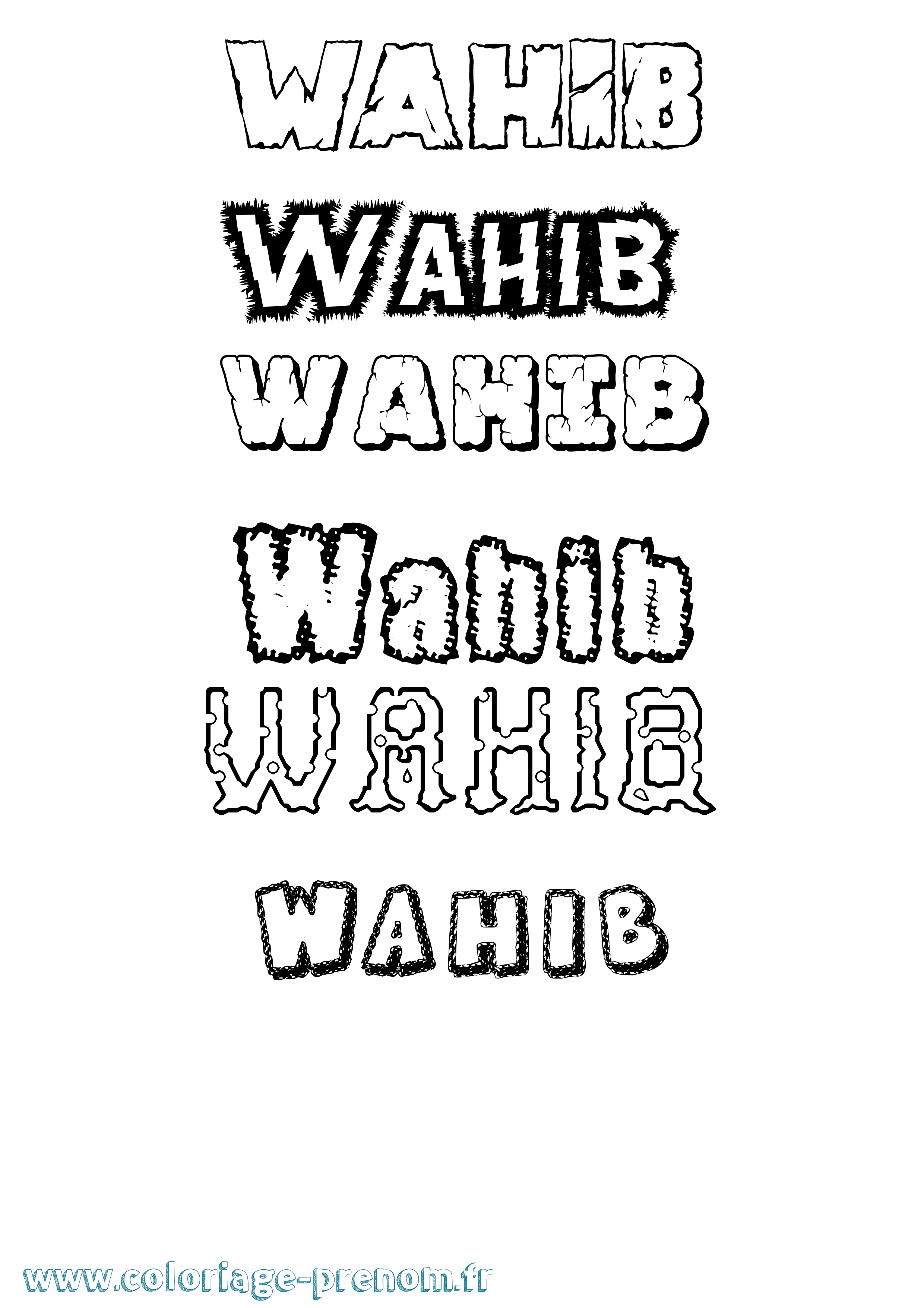 Coloriage Wahib Destructuré Coloriage prénom Wahib Destructuré