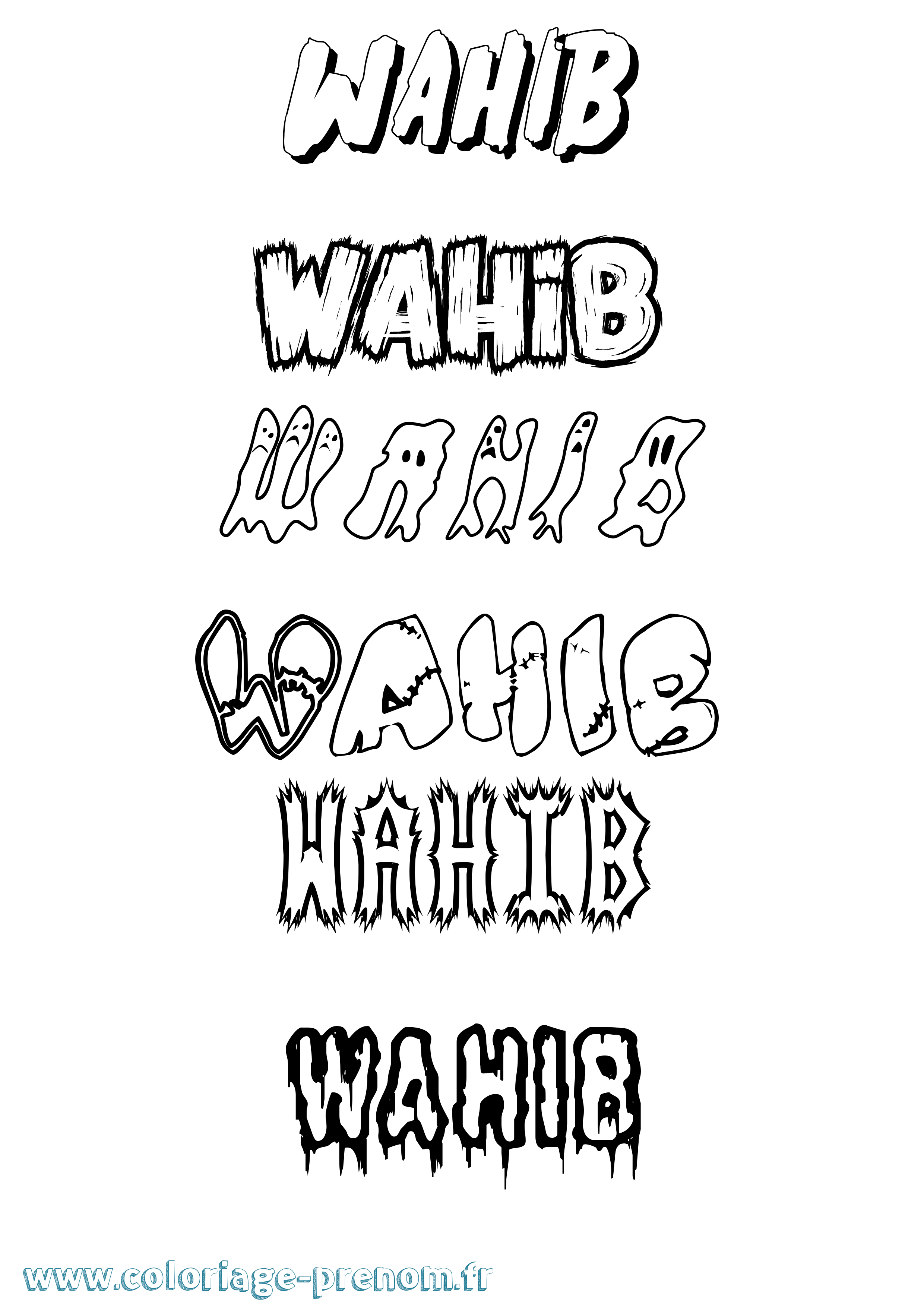 Coloriage Wahib Frisson Coloriage prénom Wahib Frisson