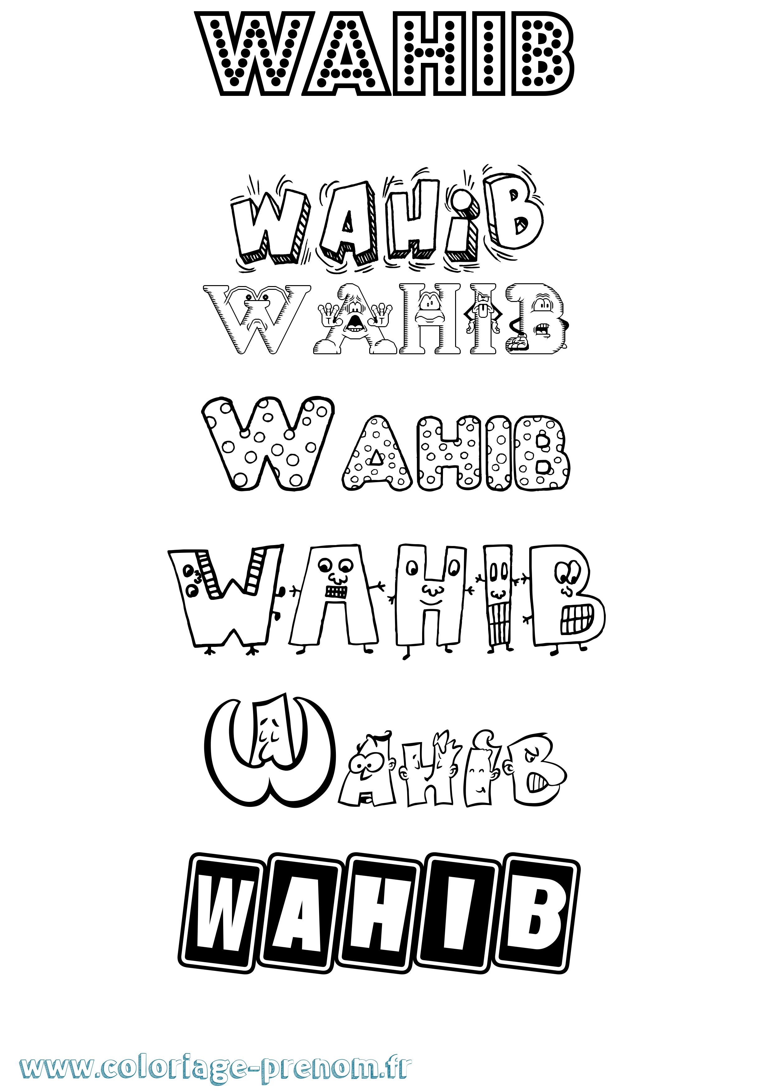 Coloriage Wahib Fun Coloriage prénom Wahib Fun