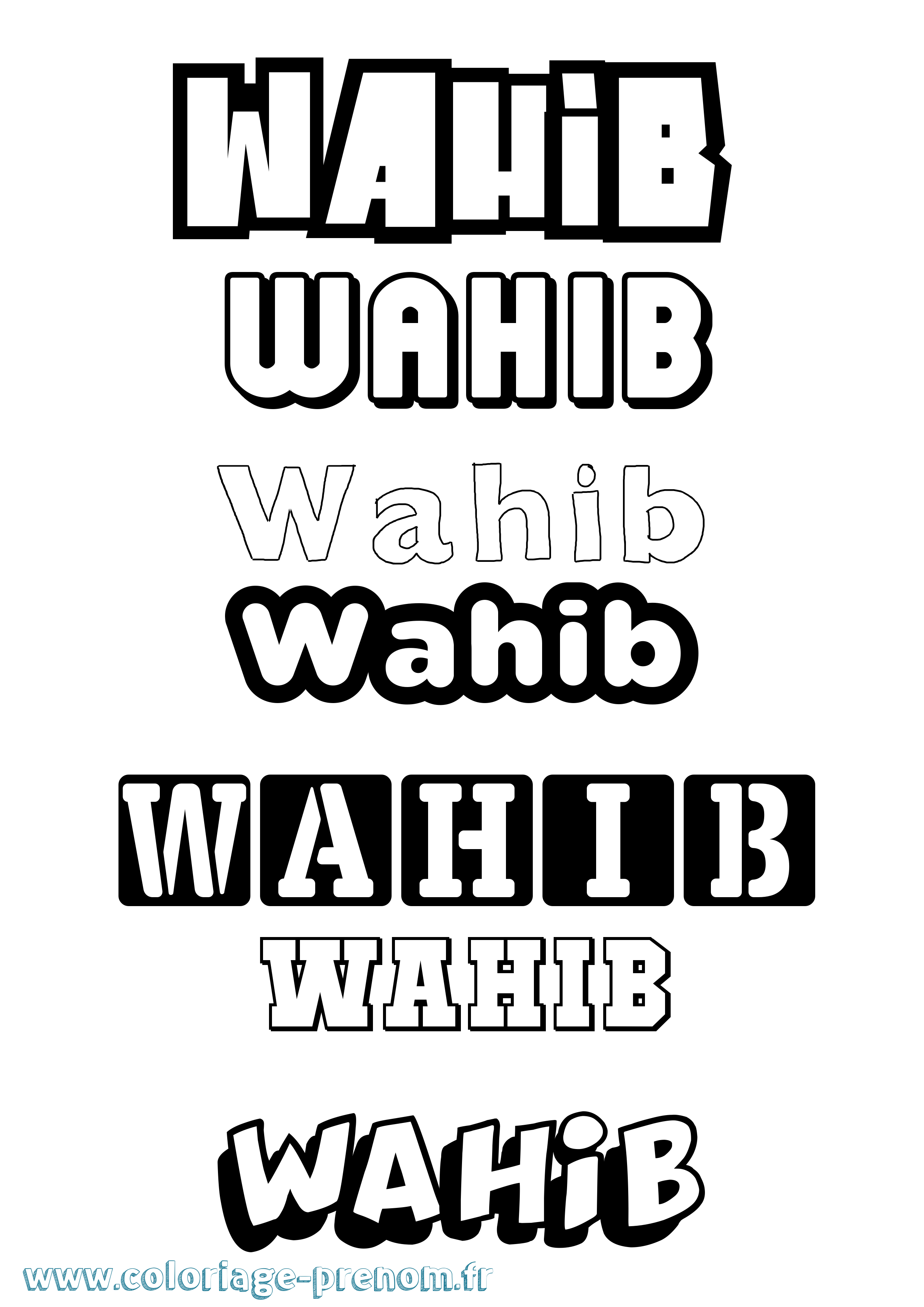 Coloriage Wahib Simple Coloriage prénom Wahib Simple