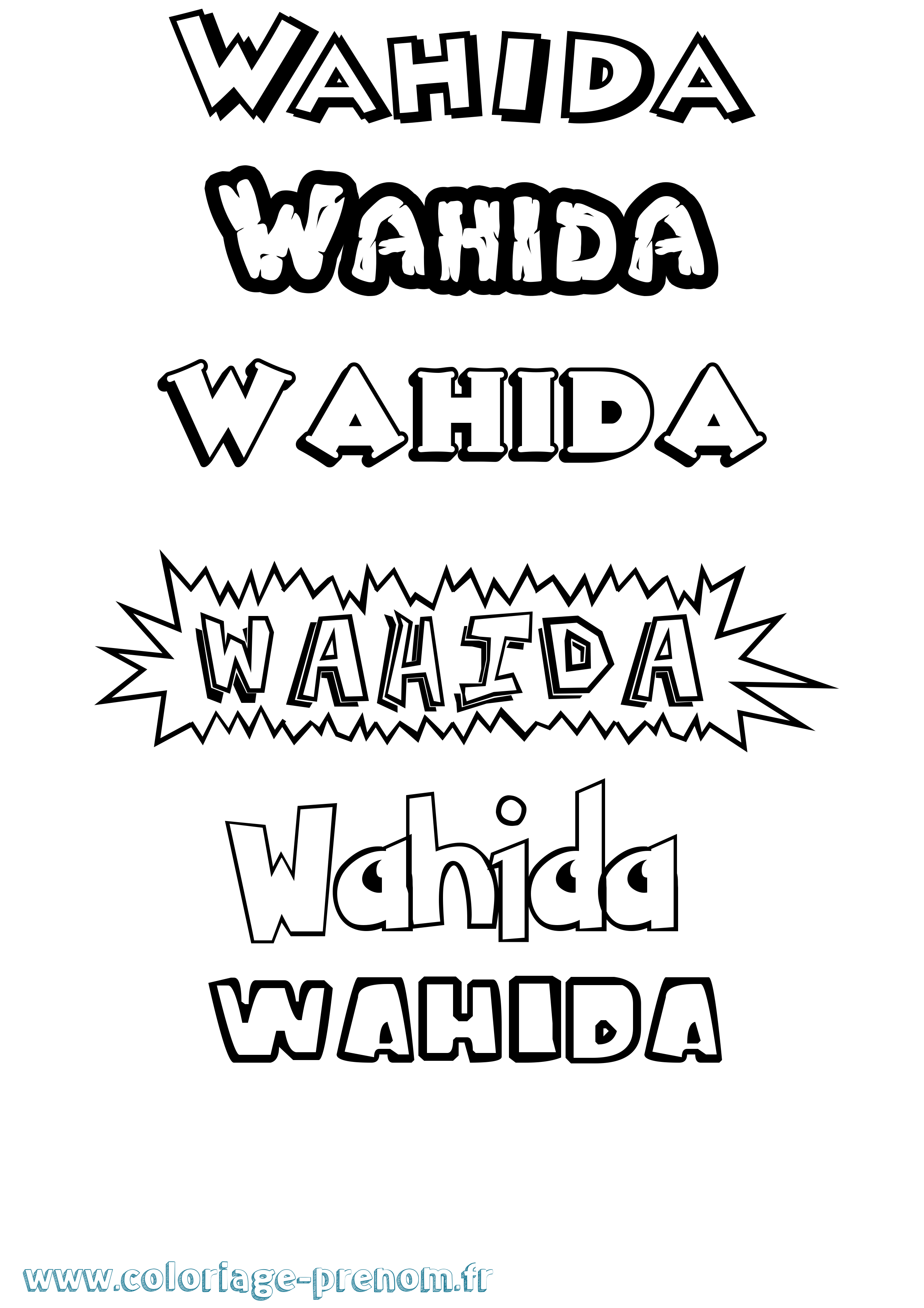 Coloriage Wahida Dessin Animé Coloriage prénom Wahida Dessin Animé