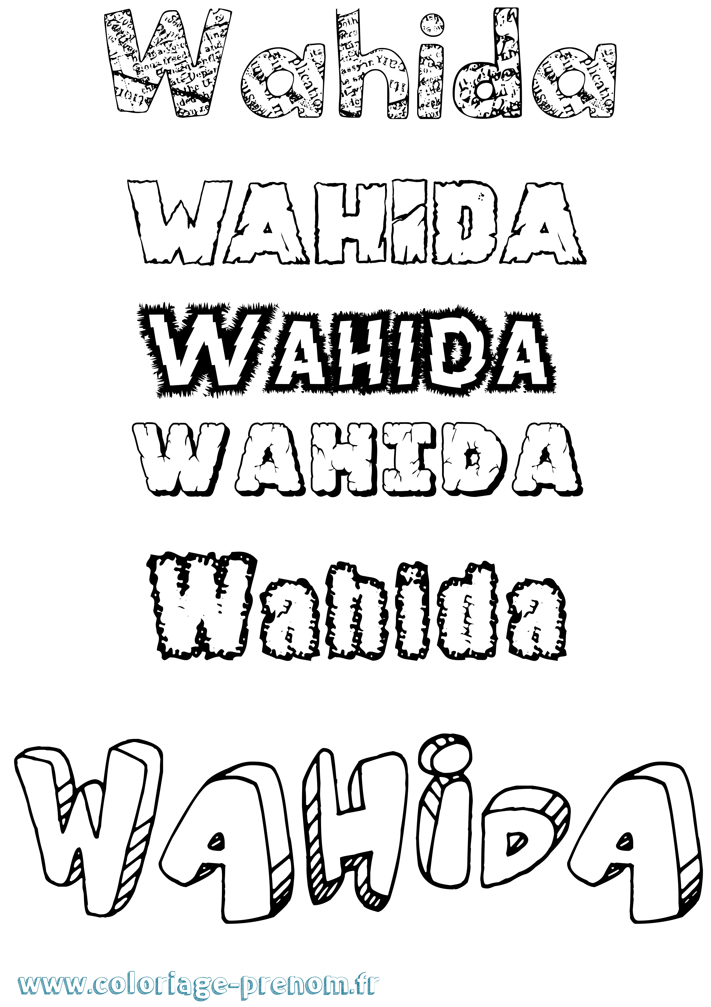 Coloriage Wahida Destructuré Coloriage prénom Wahida Destructuré
