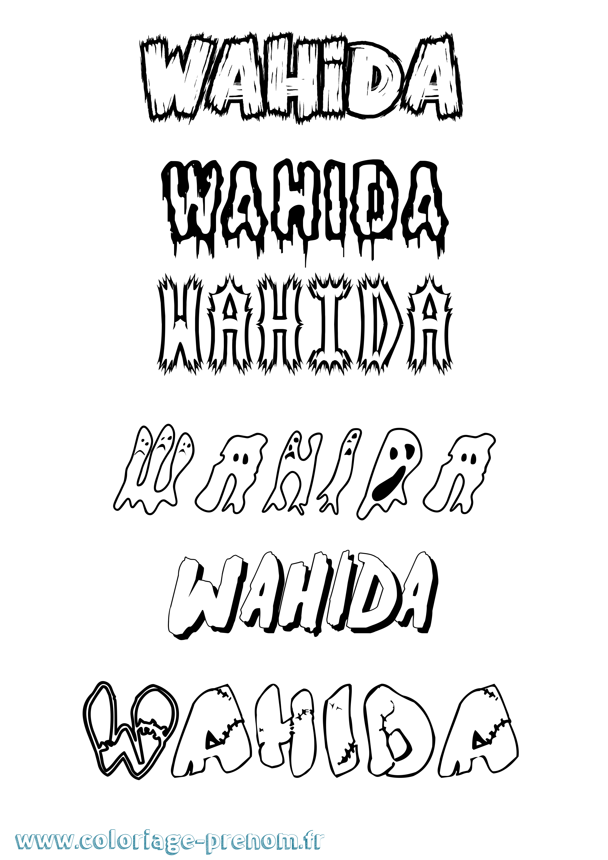 Coloriage Wahida Frisson Coloriage prénom Wahida Frisson