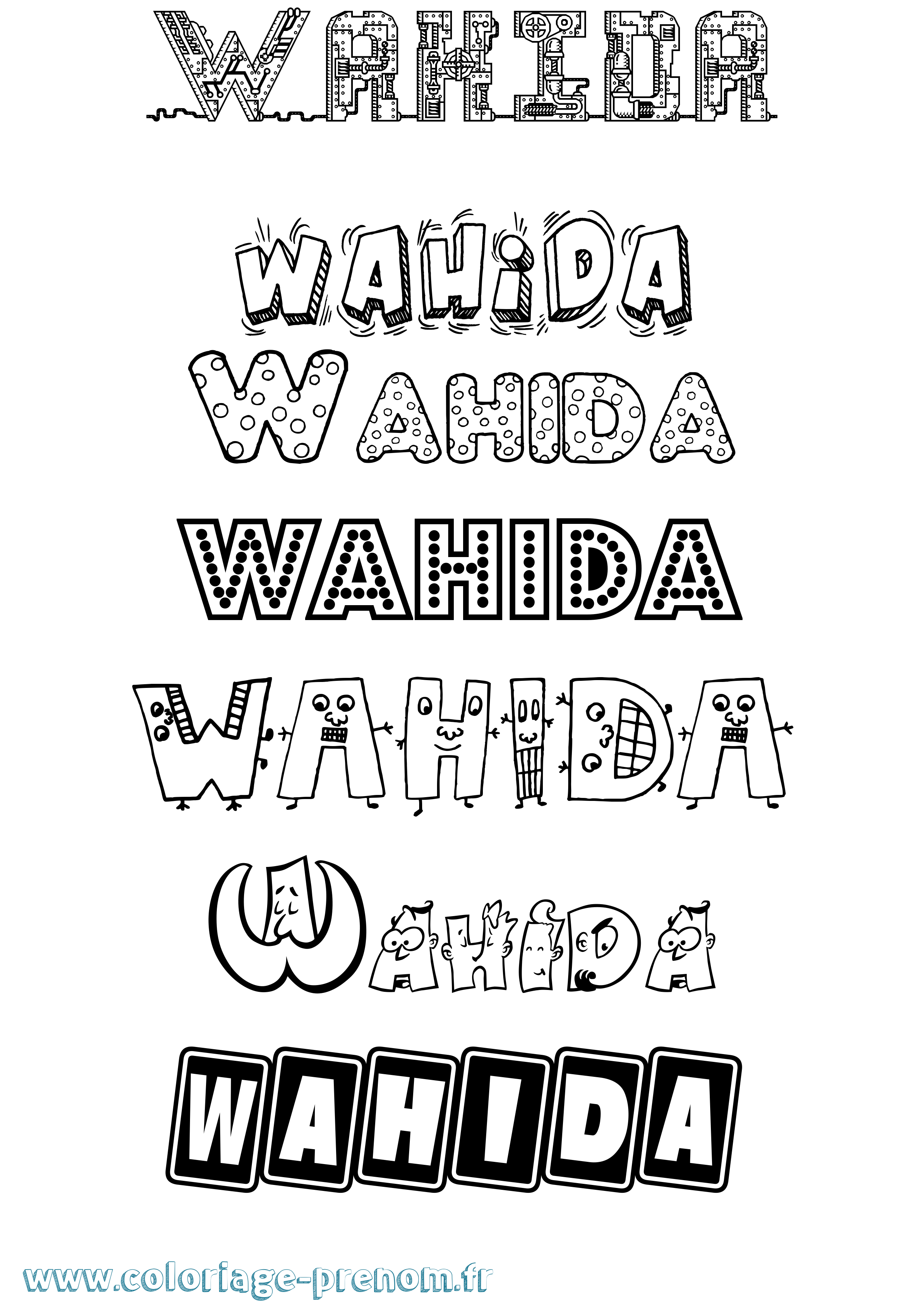 Coloriage prénom Wahida Fun
