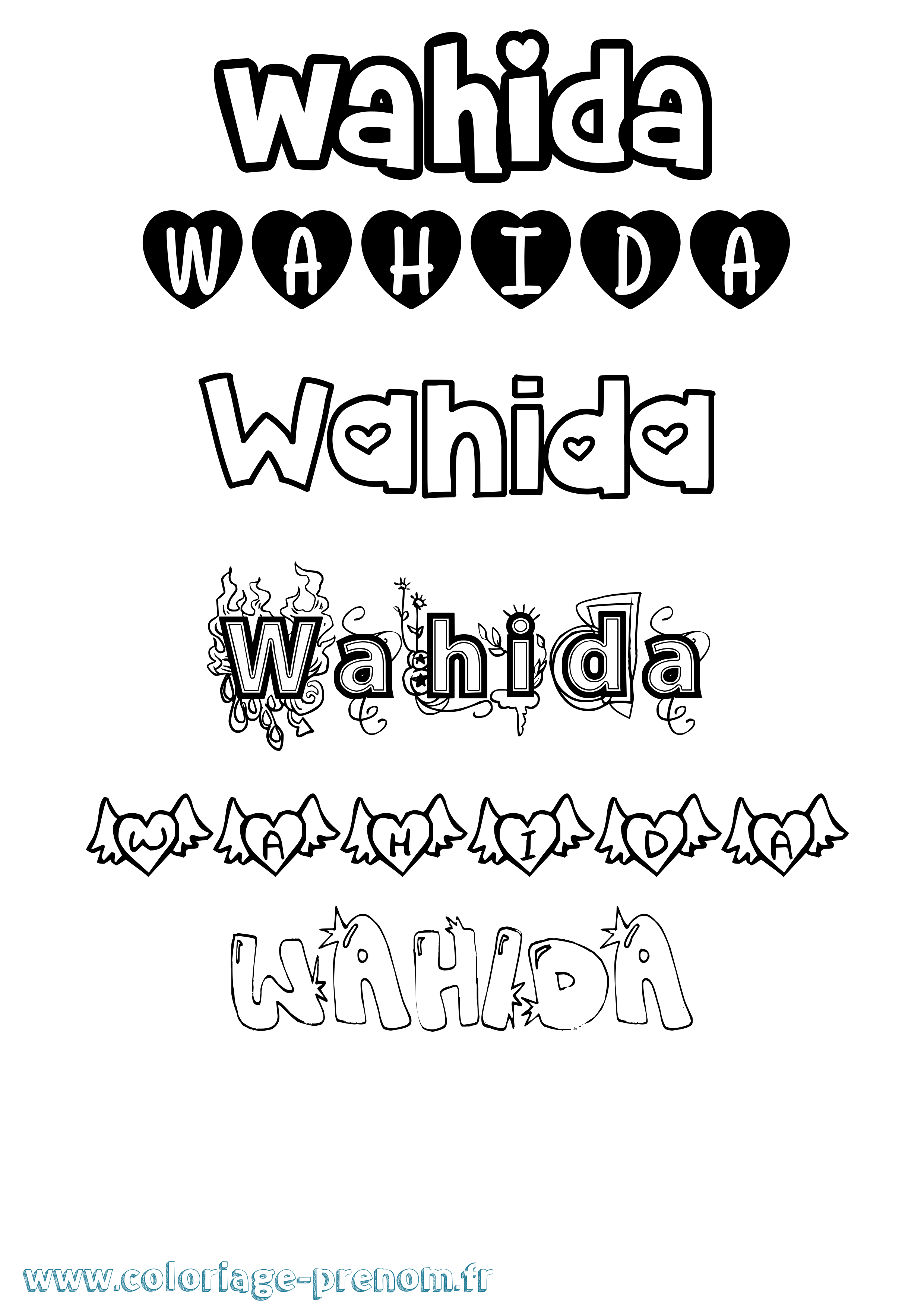 Coloriage Wahida Girly Coloriage prénom Wahida Girly
