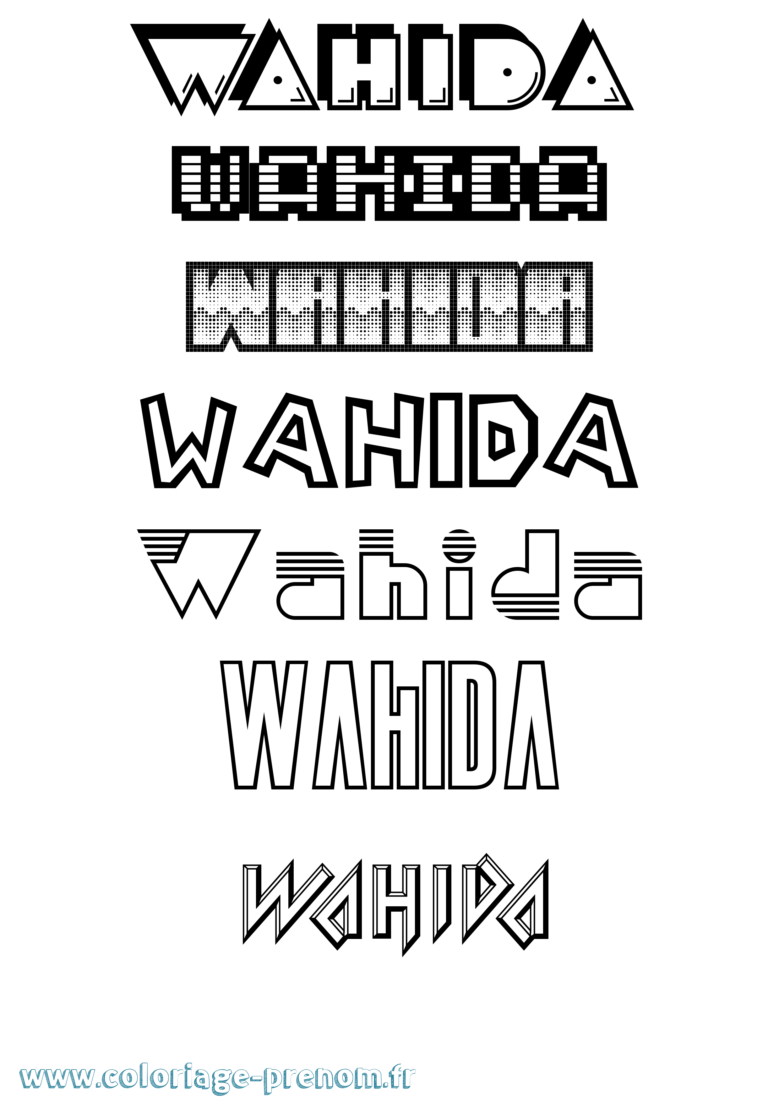 Coloriage prénom Wahida Jeux Vidéos