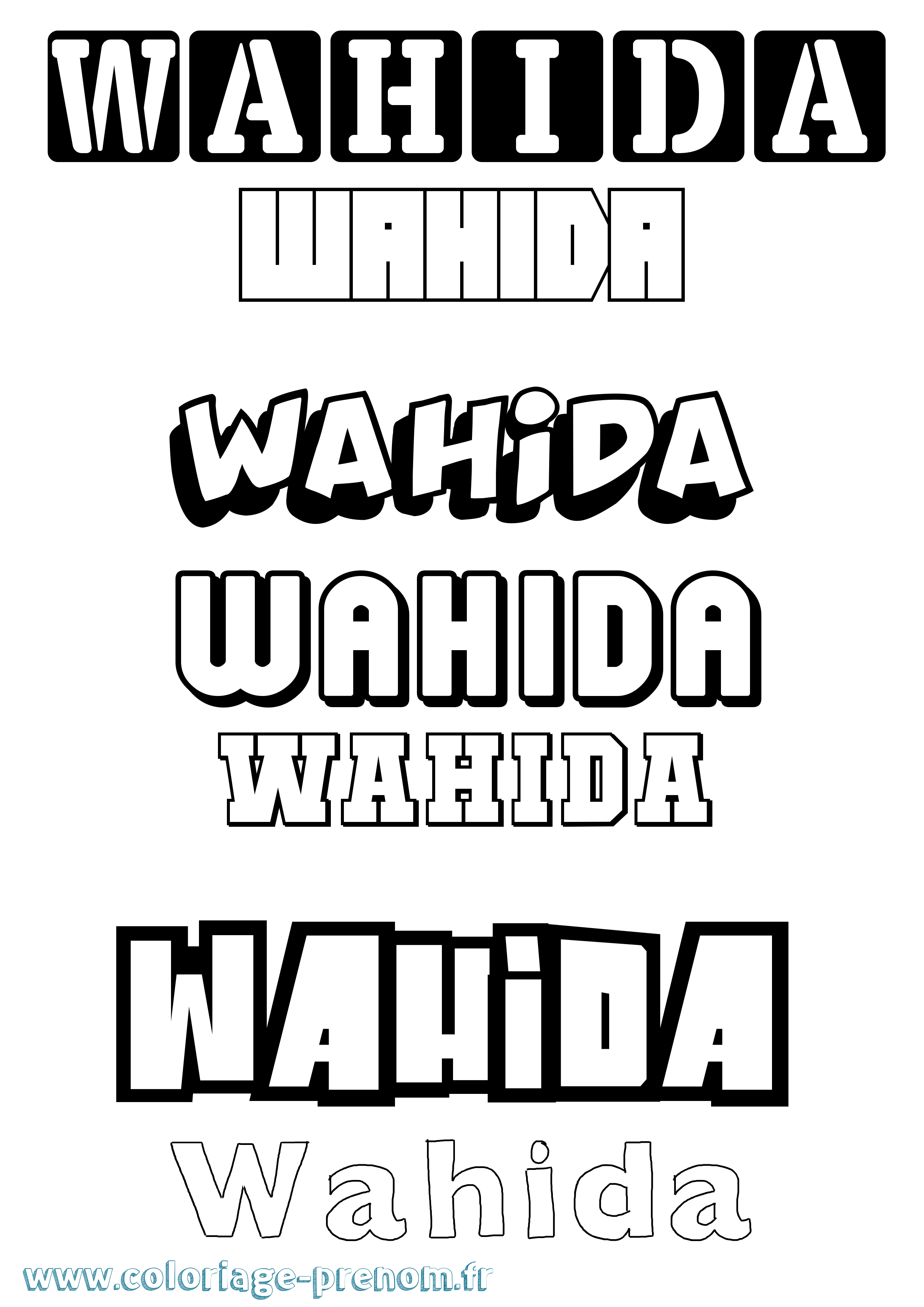 Coloriage prénom Wahida Simple