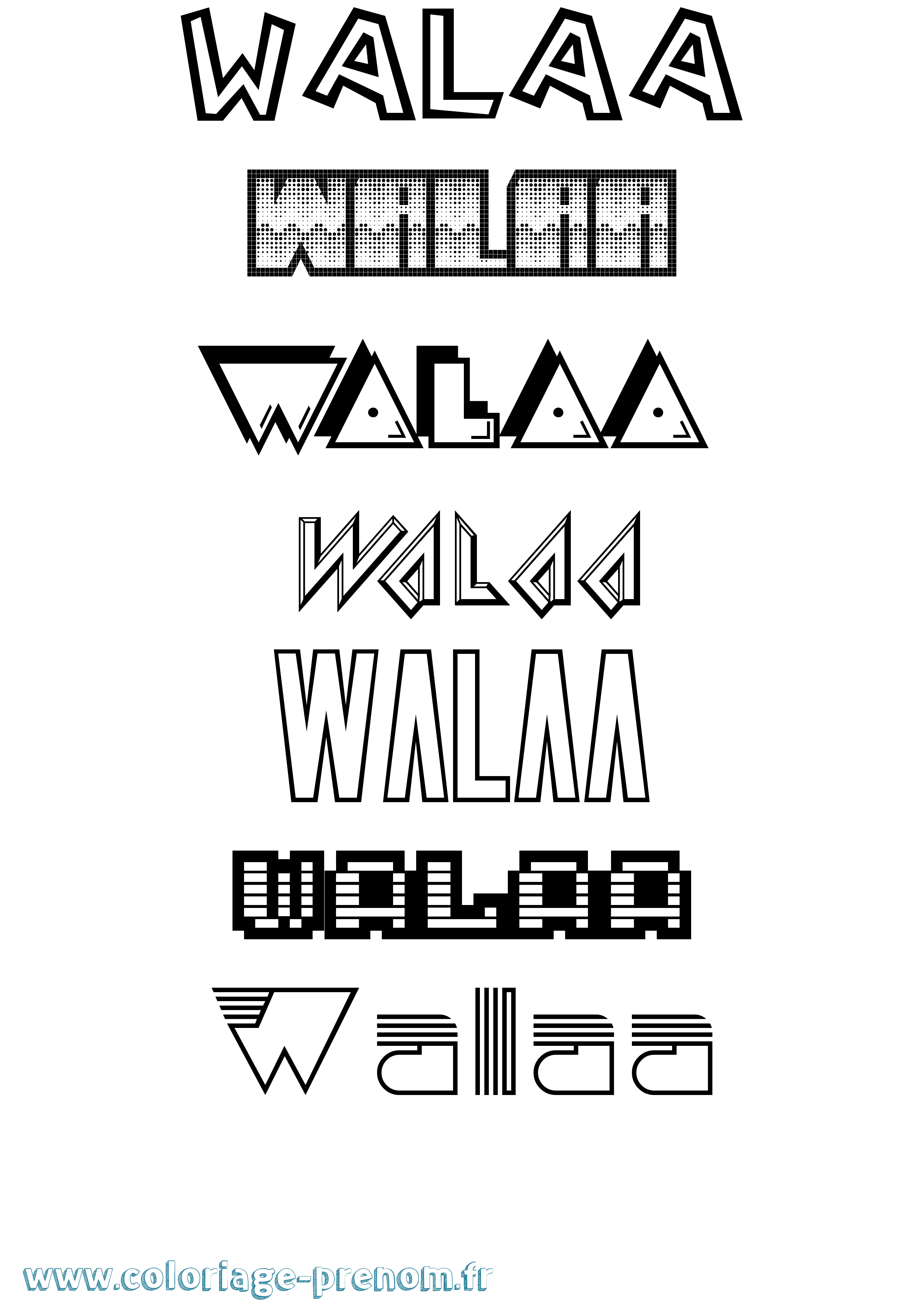 Coloriage prénom Walaa Jeux Vidéos