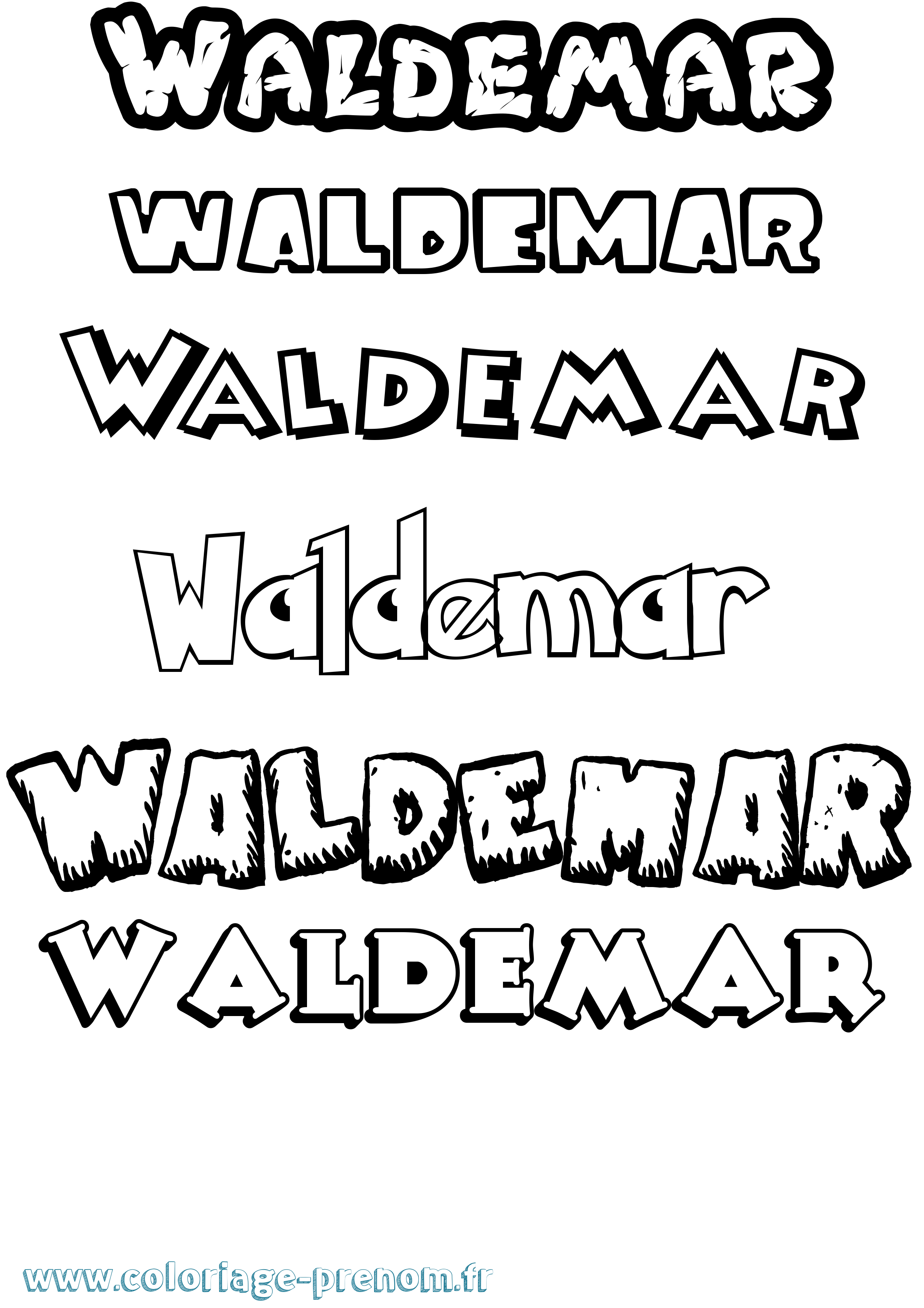 Coloriage Waldemar Dessin Animé Coloriage prénom Waldemar Dessin Animé