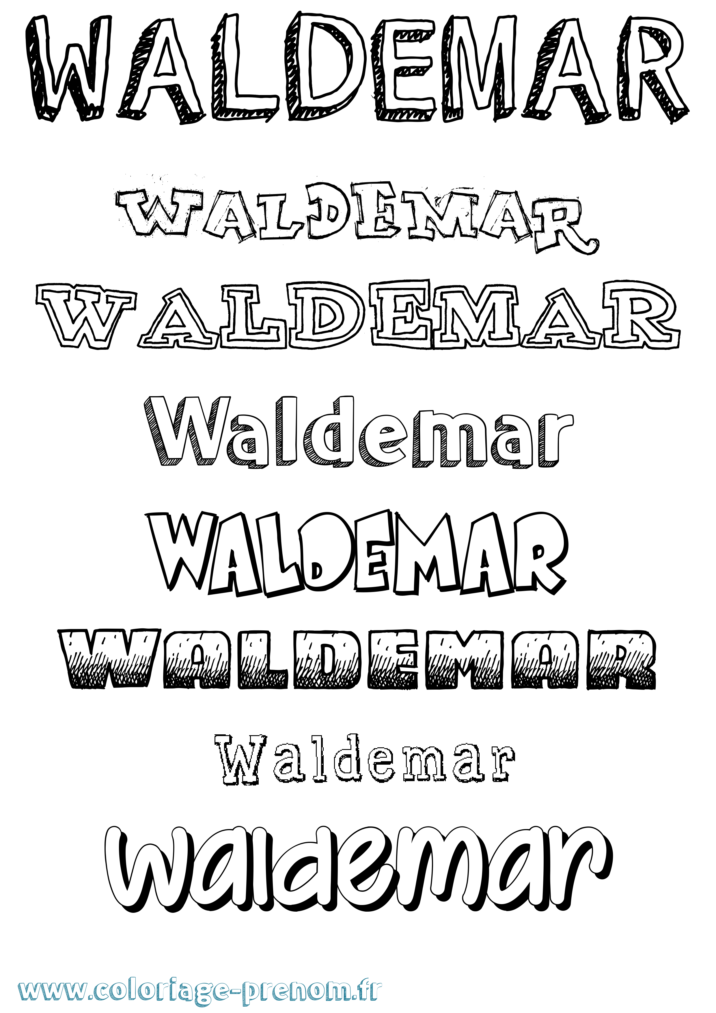 Coloriage Waldemar Dessiné Coloriage prénom Waldemar Dessiné