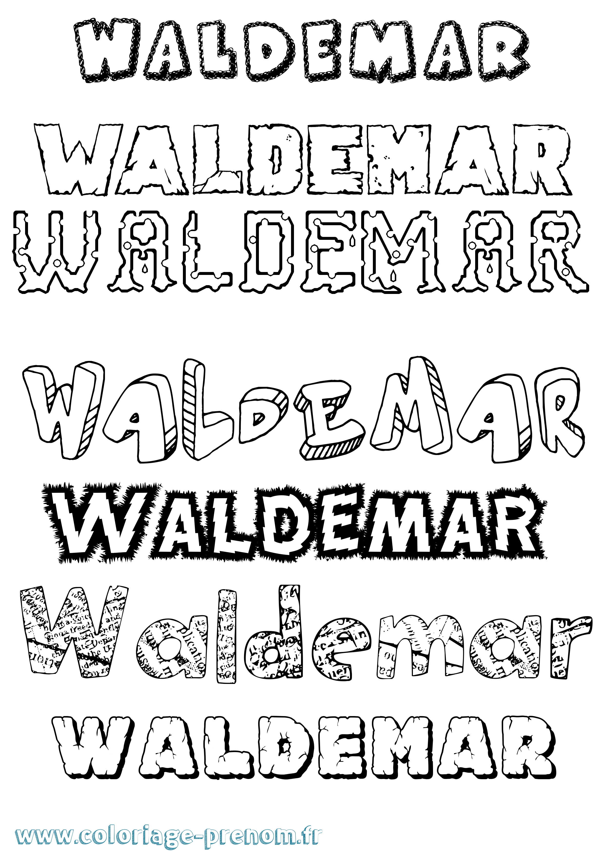 Coloriage Waldemar Destructuré Coloriage prénom Waldemar Destructuré