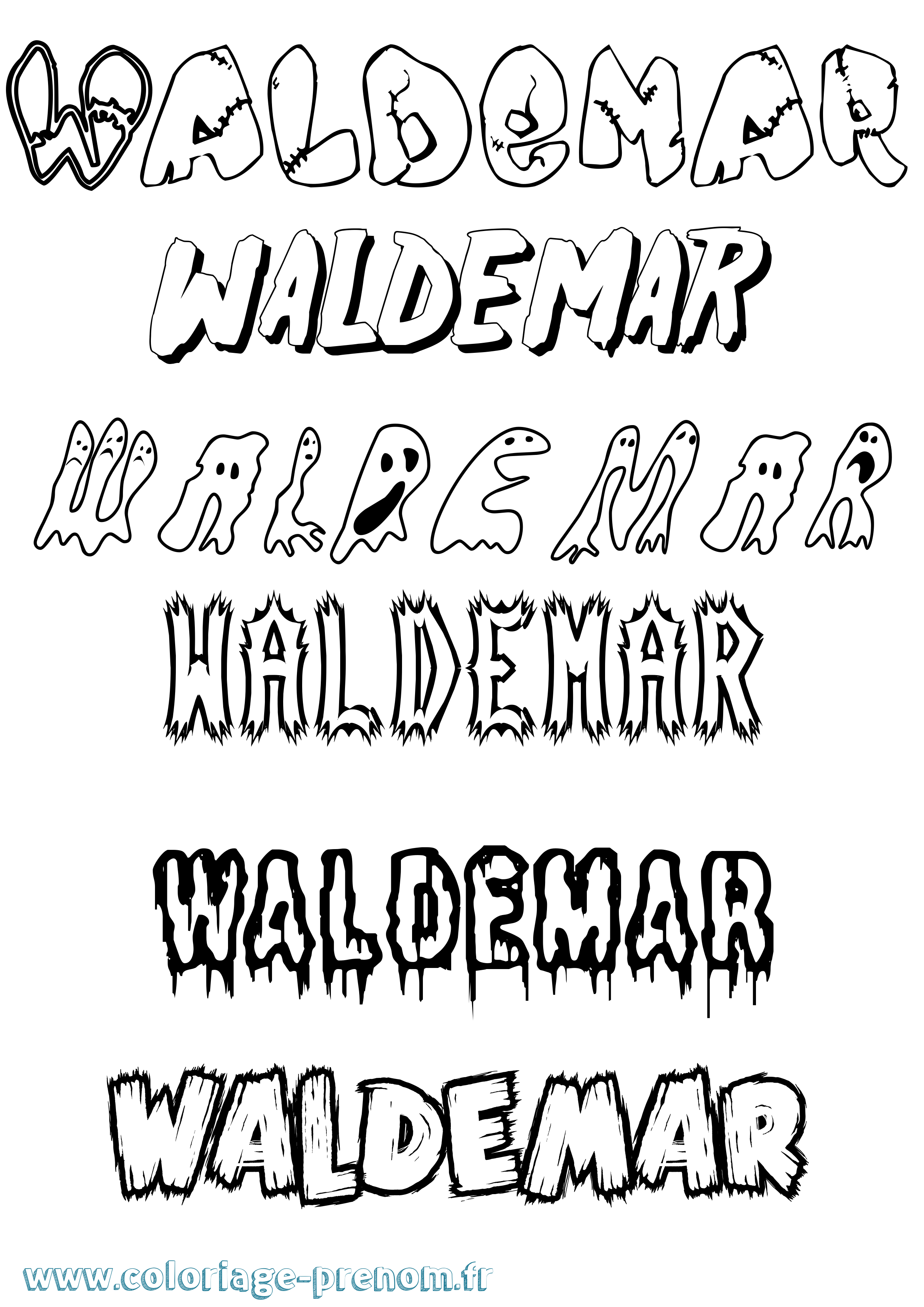 Coloriage prénom Waldemar Frisson