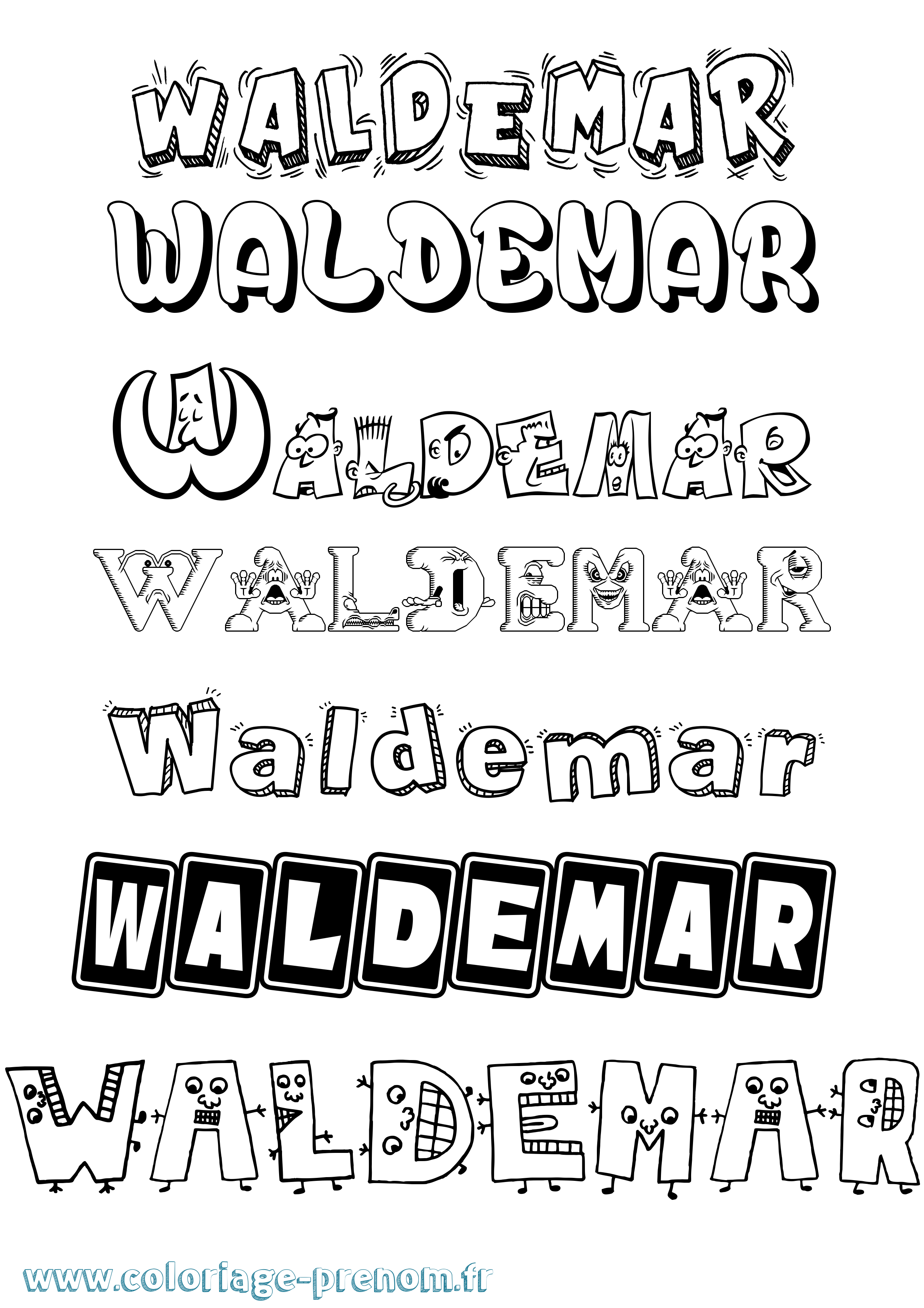 Coloriage Waldemar Fun Coloriage prénom Waldemar Fun