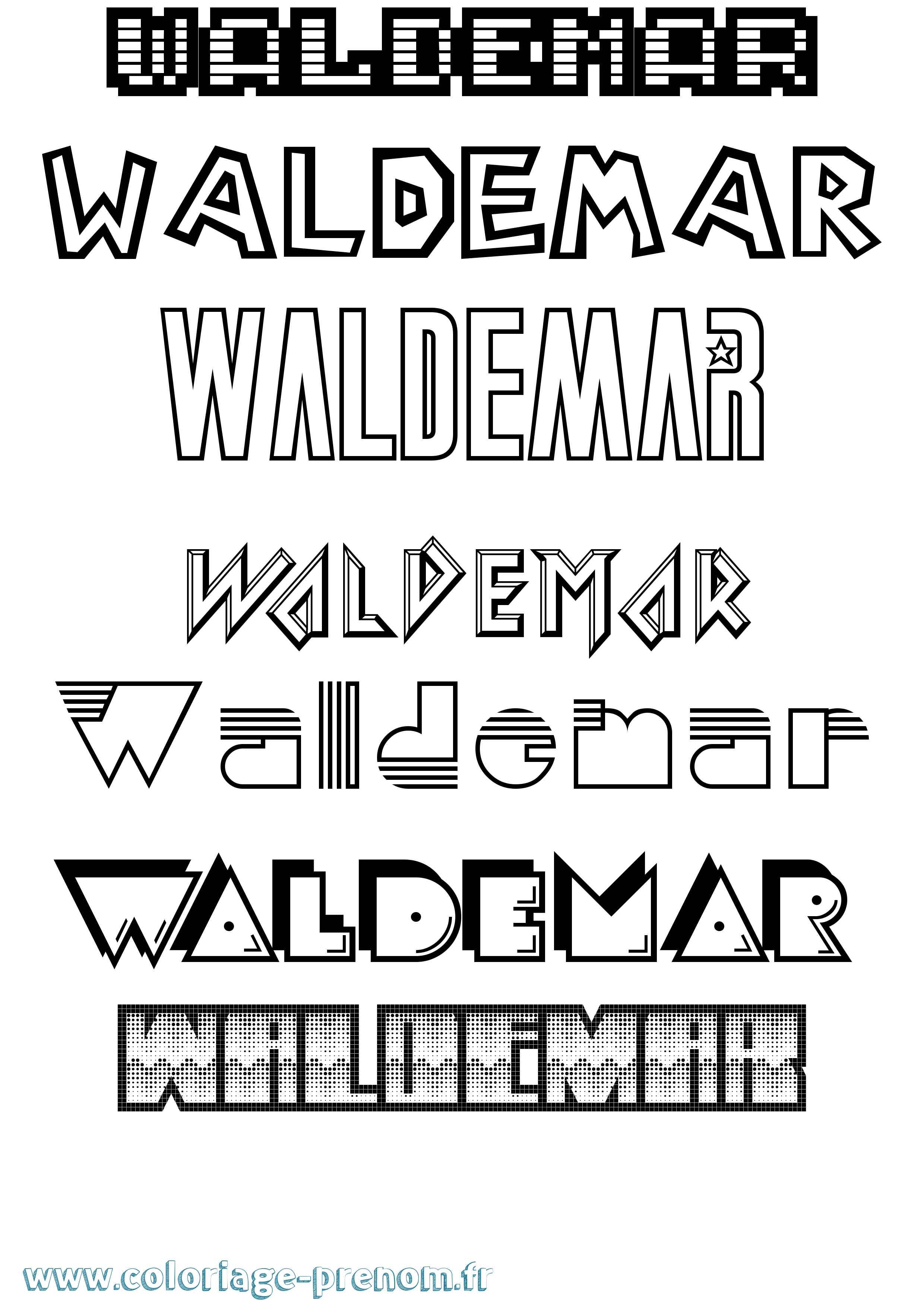 Coloriage Waldemar Jeux Vidéos Coloriage prénom Waldemar Jeux Vidéos