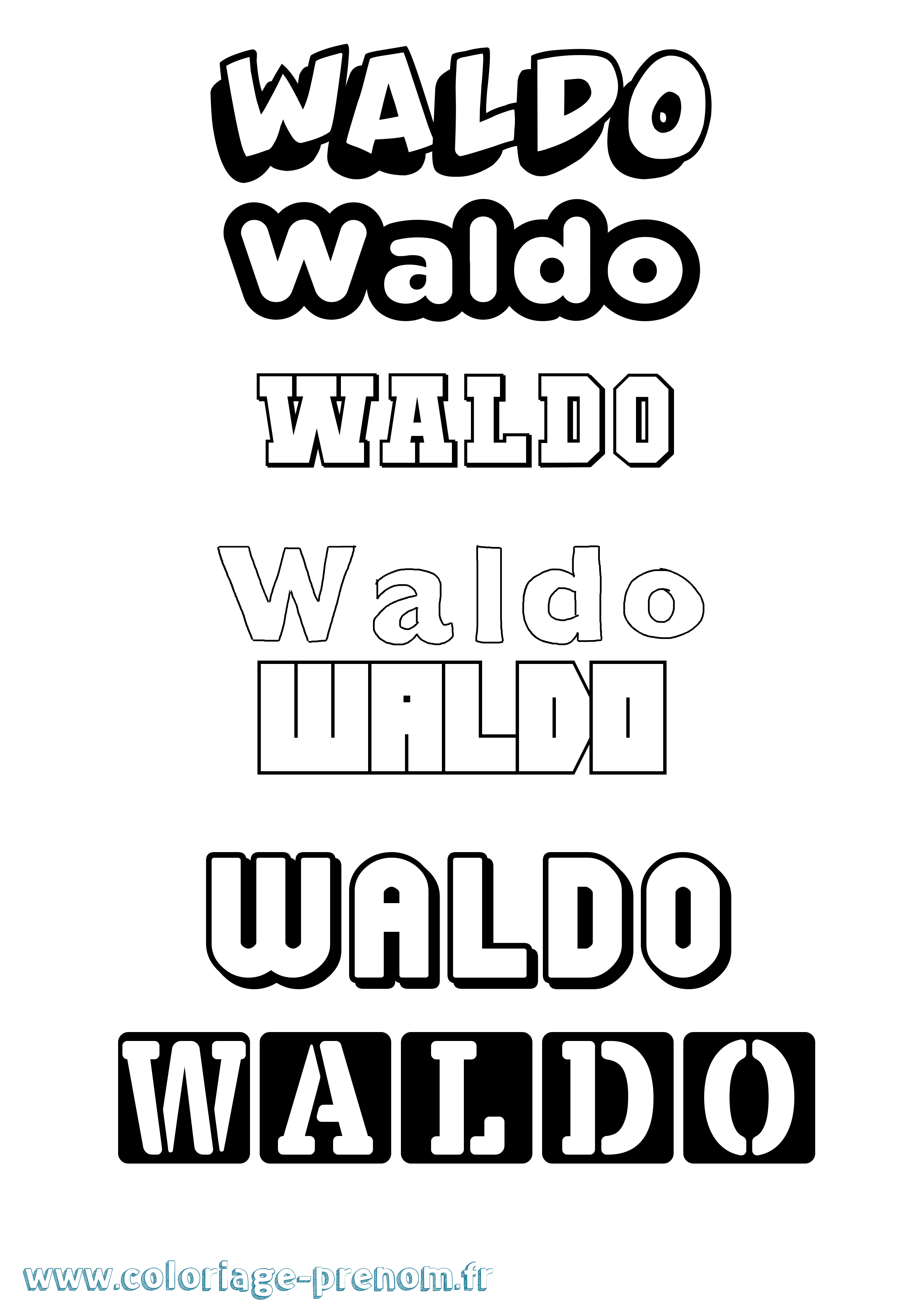 Coloriage prénom Waldo Simple