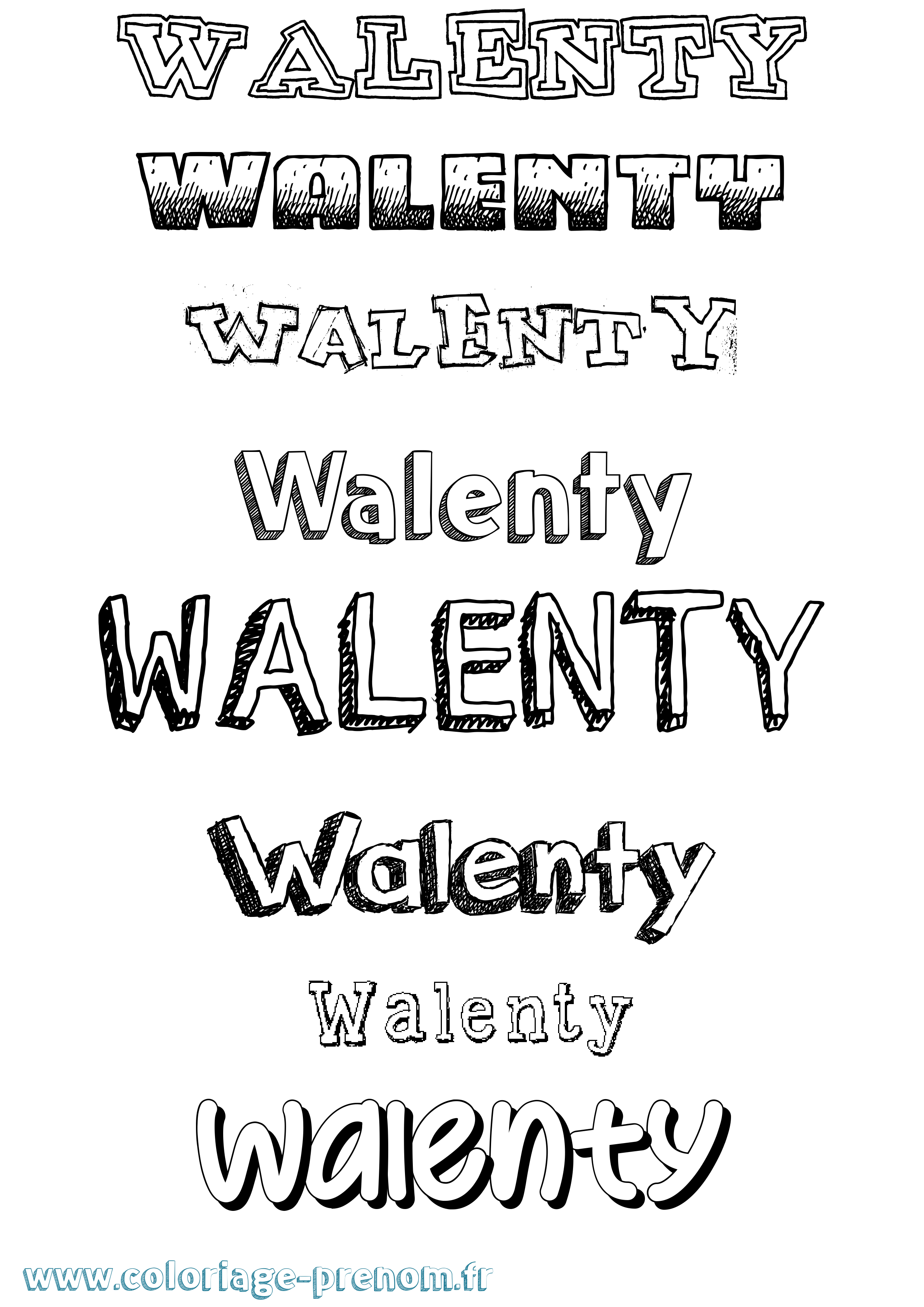 Coloriage prénom Walenty Dessiné