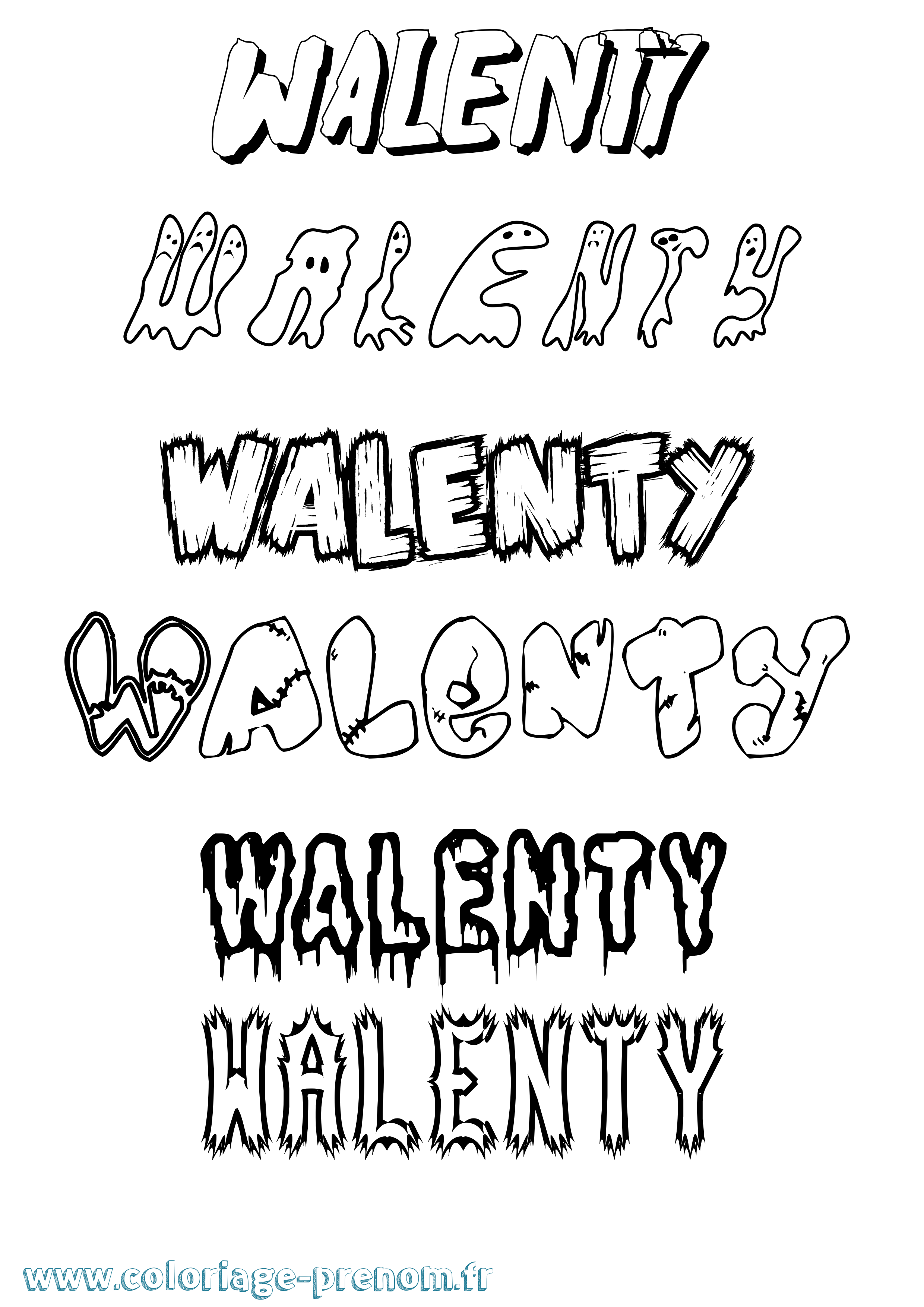 Coloriage prénom Walenty Frisson