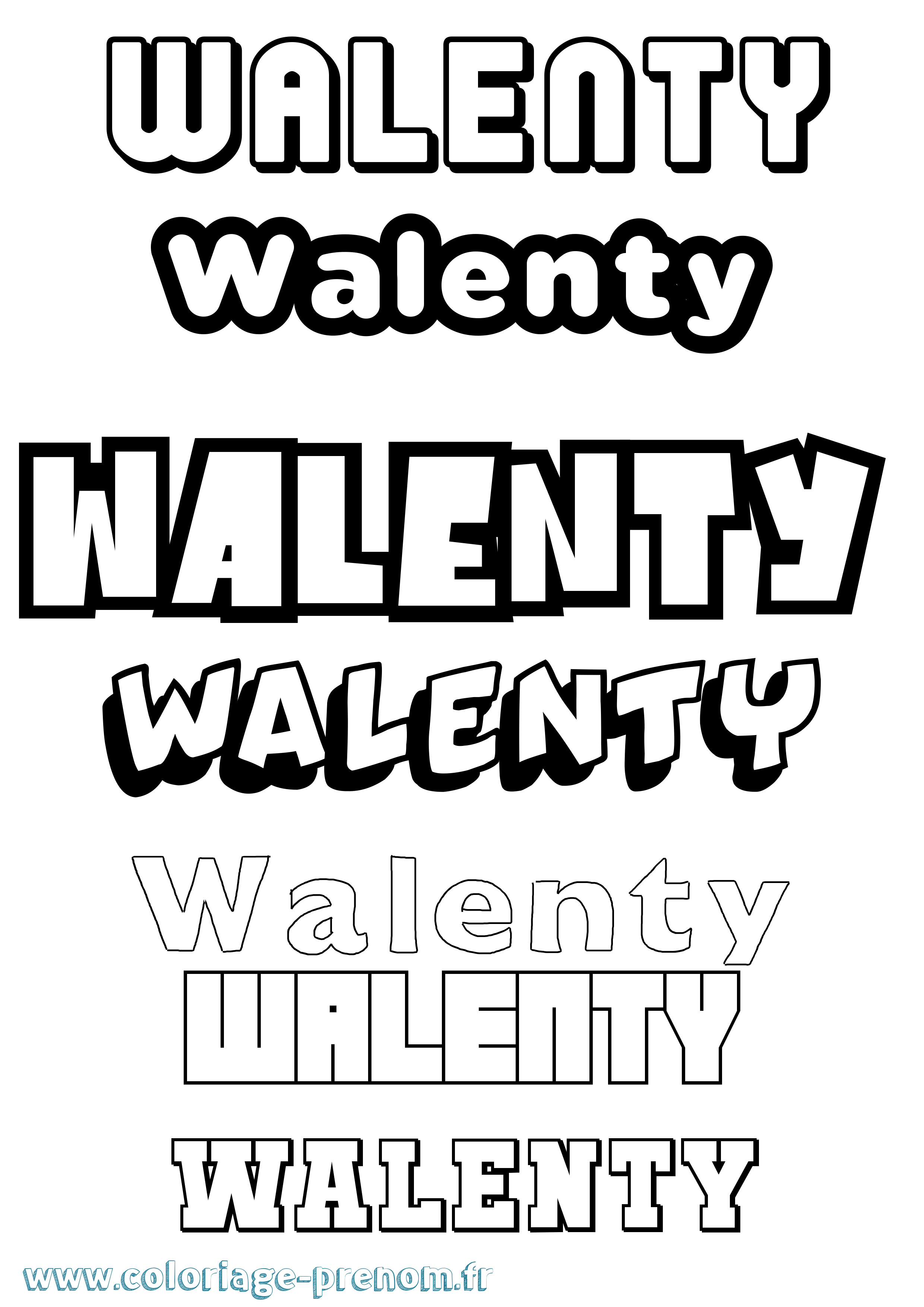 Coloriage prénom Walenty Simple
