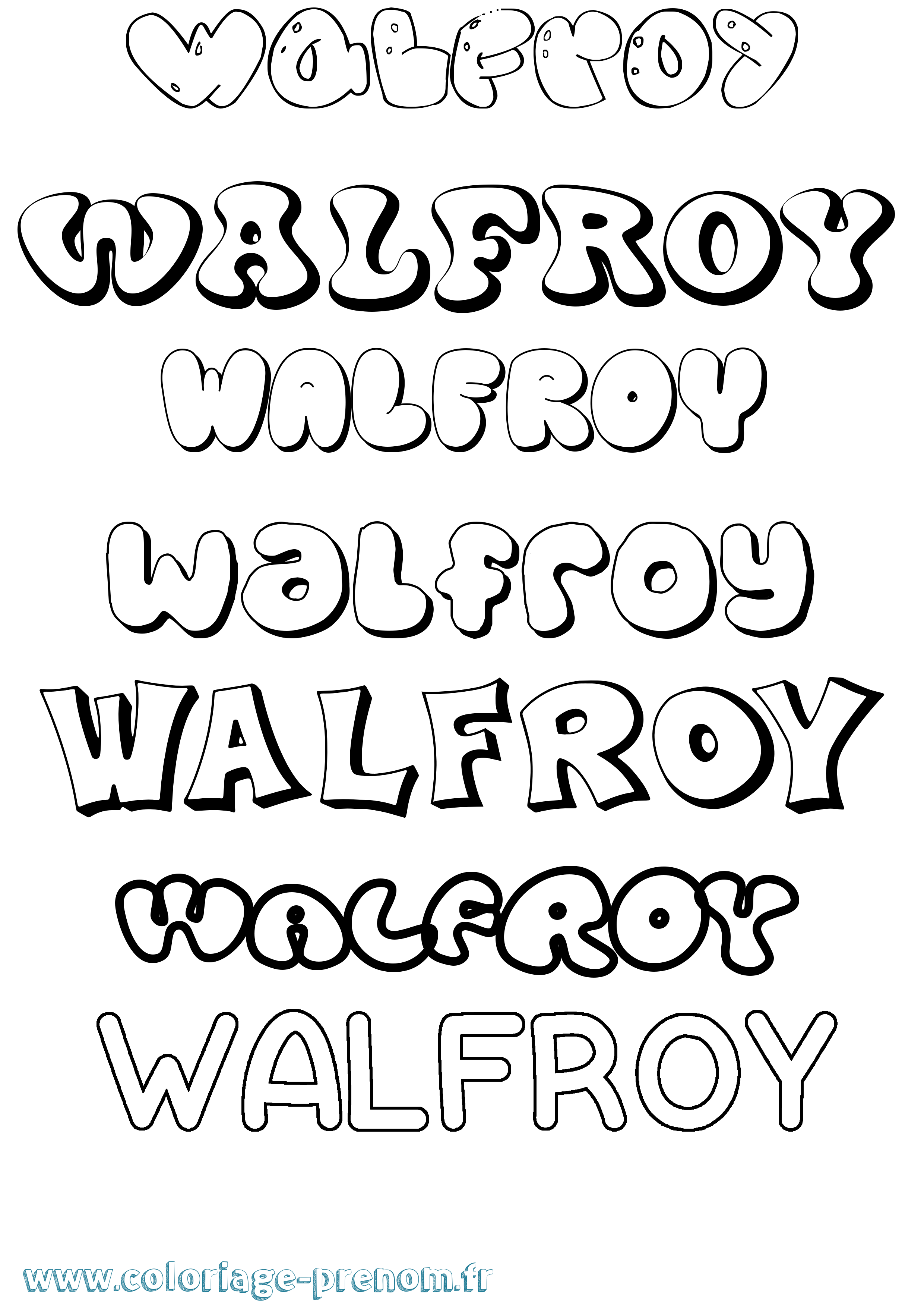 Coloriage Walfroy Bubble Coloriage prénom Walfroy Bubble