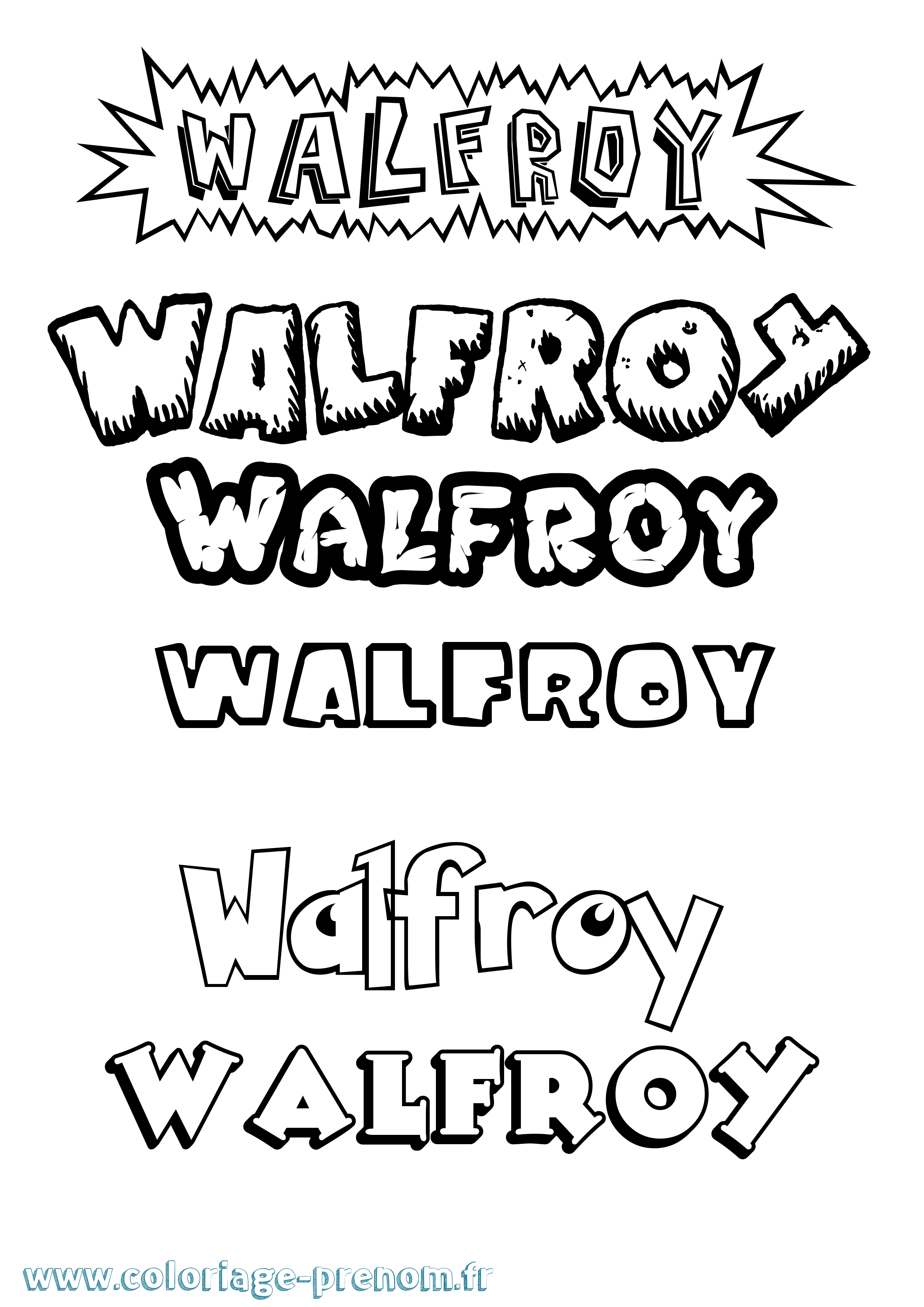 Coloriage Walfroy Dessin Animé Coloriage prénom Walfroy Dessin Animé