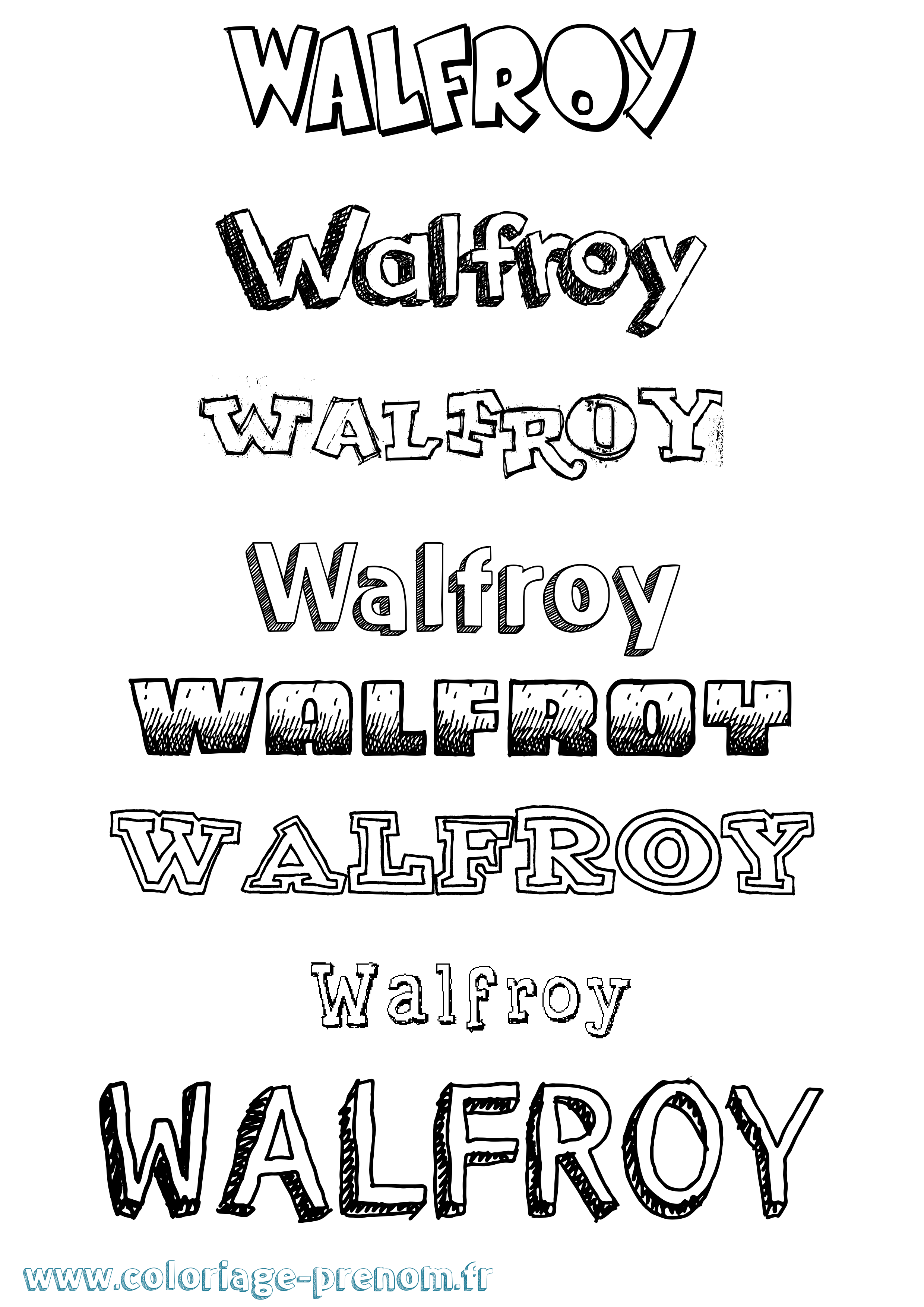 Coloriage Walfroy Dessiné Coloriage prénom Walfroy Dessiné