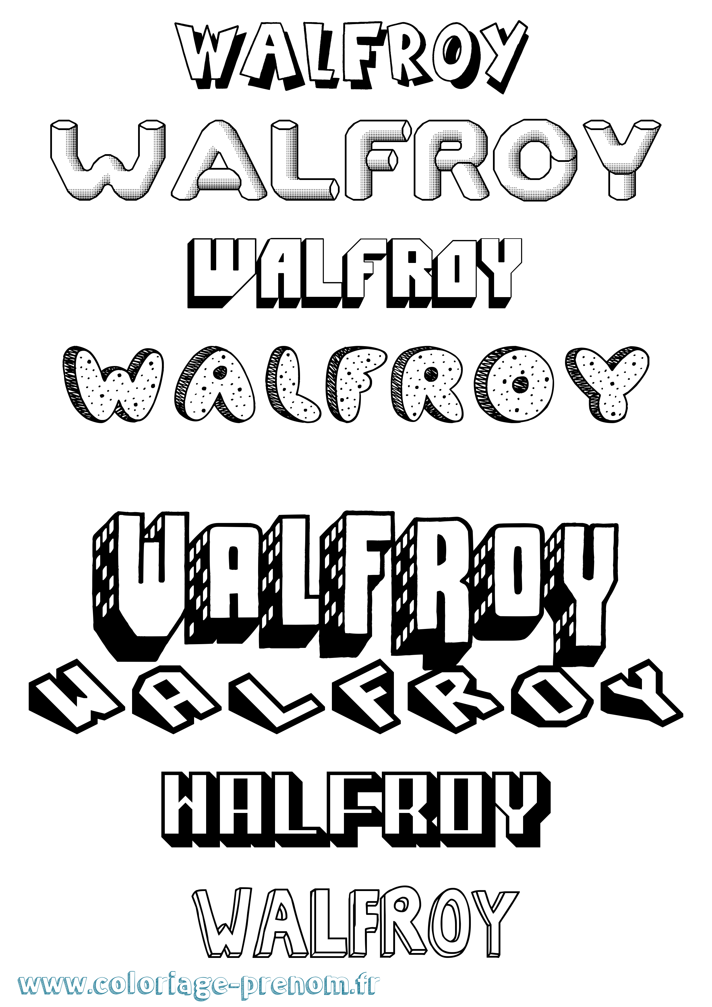 Coloriage Walfroy Effet 3D Coloriage prénom Walfroy Effet 3D