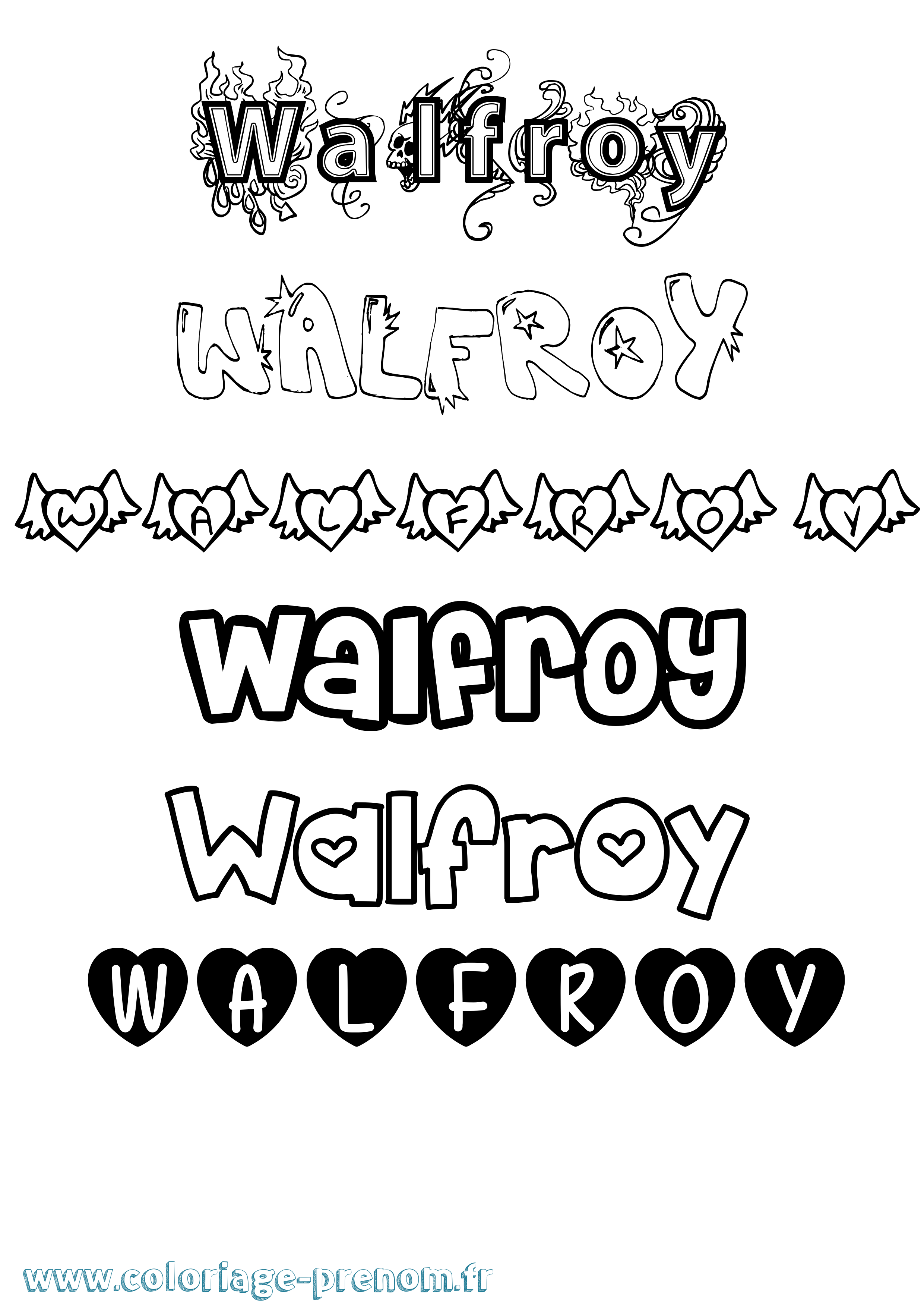 Coloriage Walfroy Girly Coloriage prénom Walfroy Girly