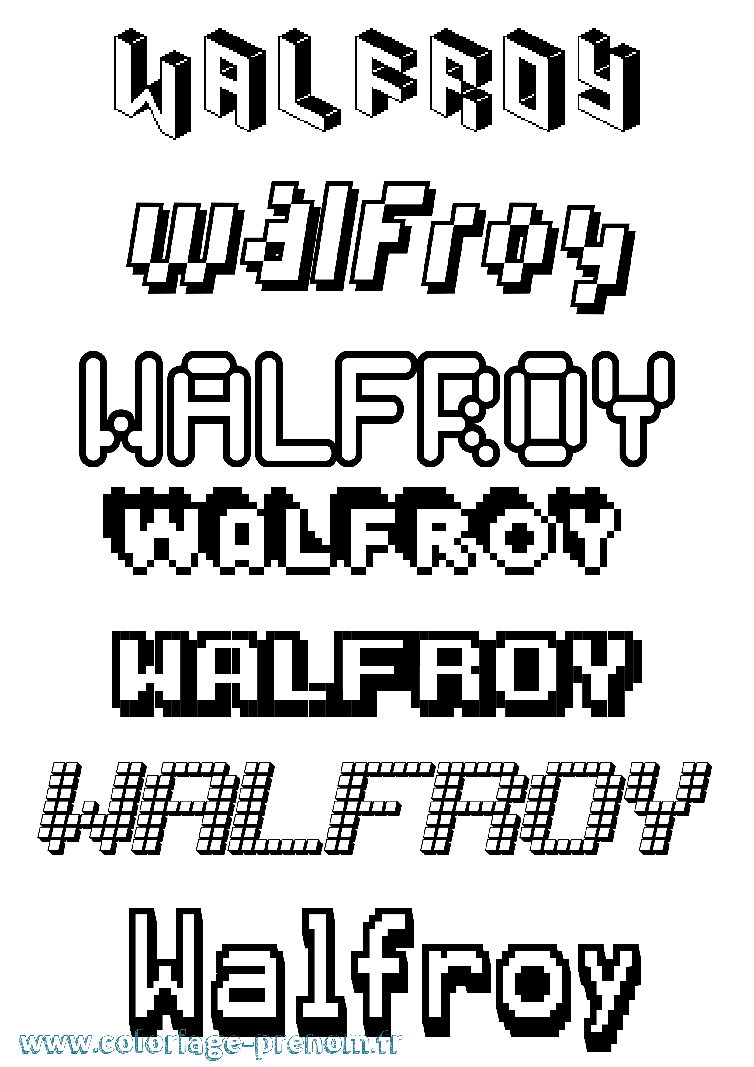 Coloriage Walfroy Pixel Coloriage prénom Walfroy Pixel