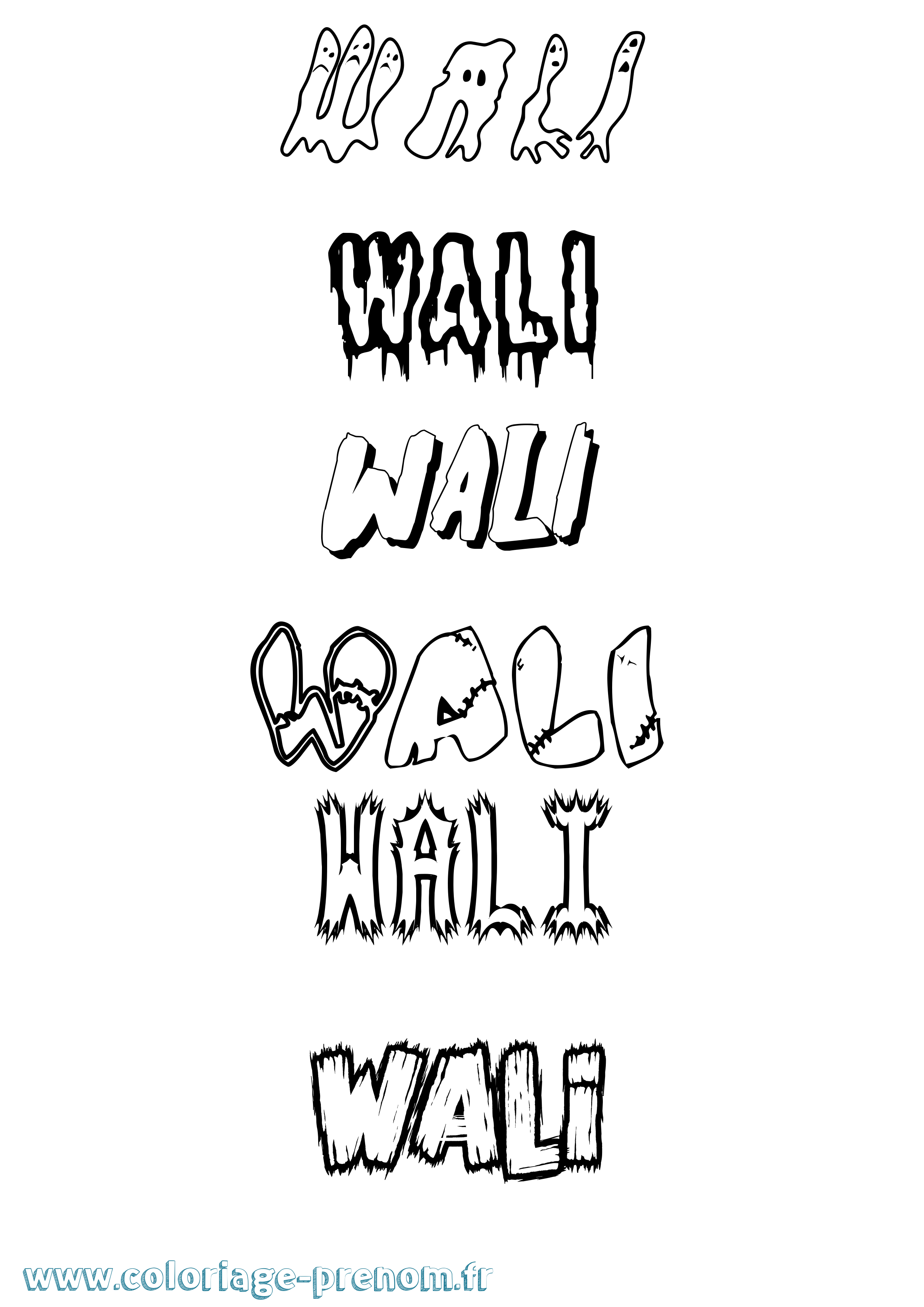Coloriage Wali Frisson Coloriage prénom Wali Frisson