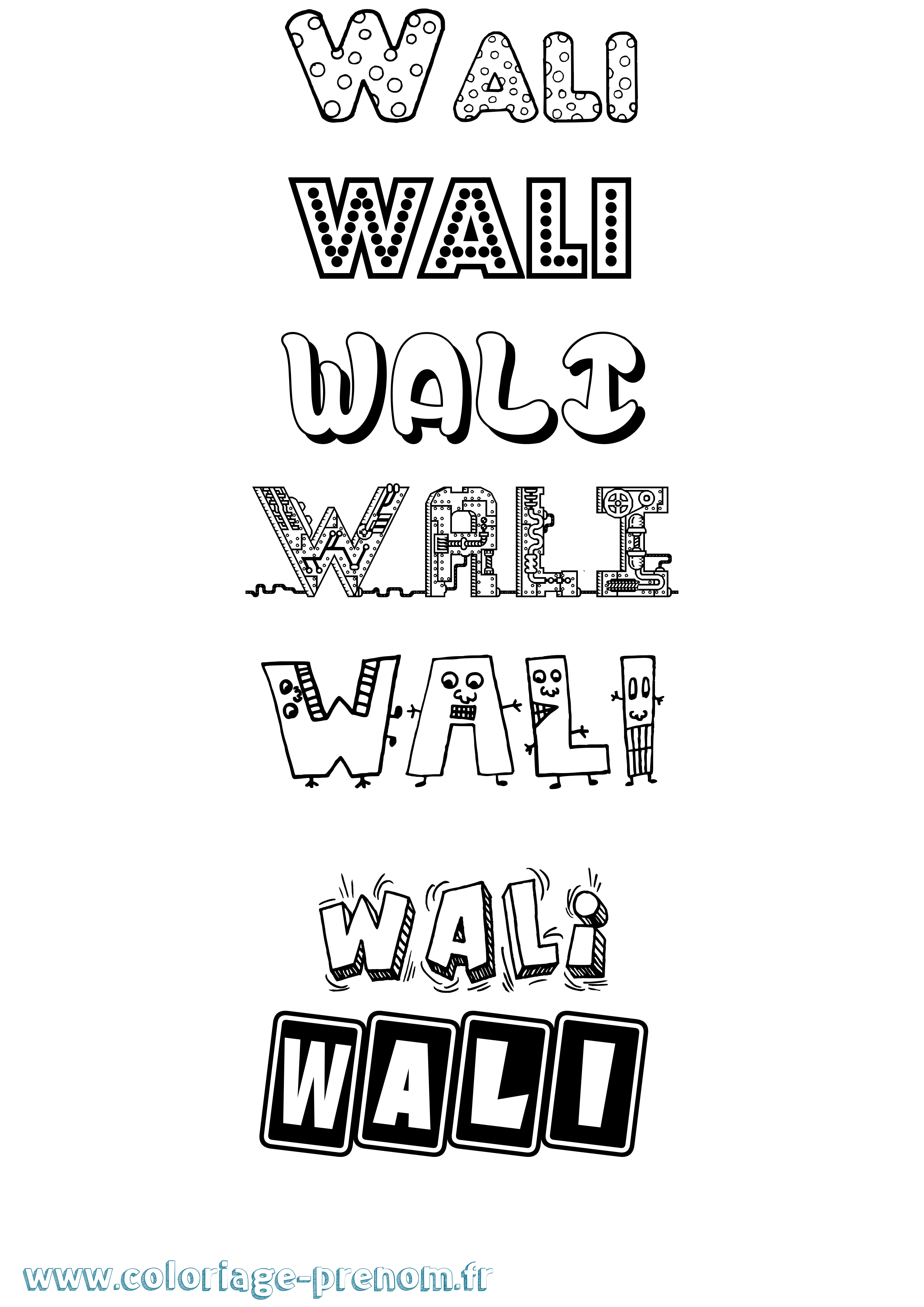 Coloriage Wali Fun Coloriage prénom Wali Fun