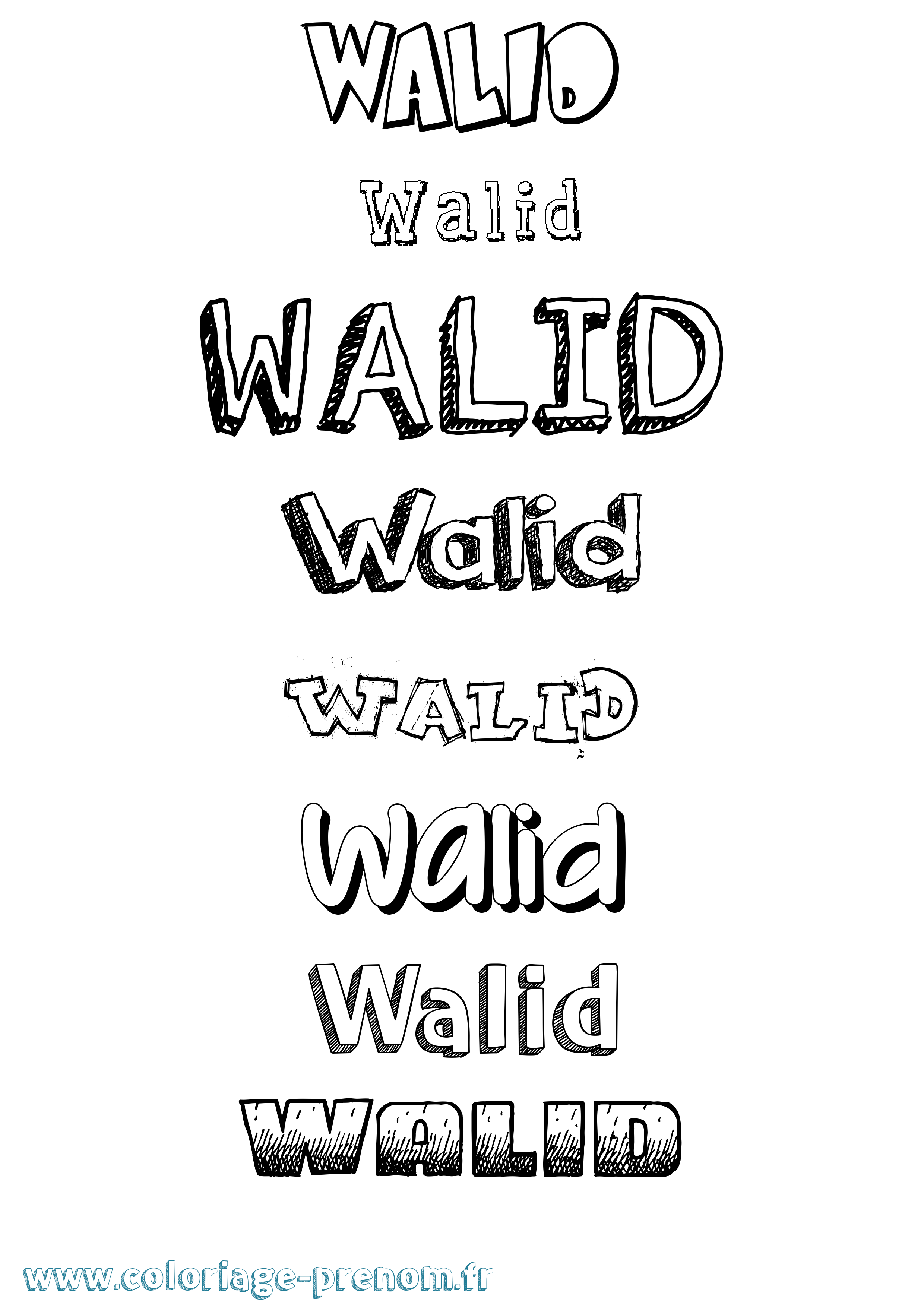 Coloriage prénom Walid Dessiné
