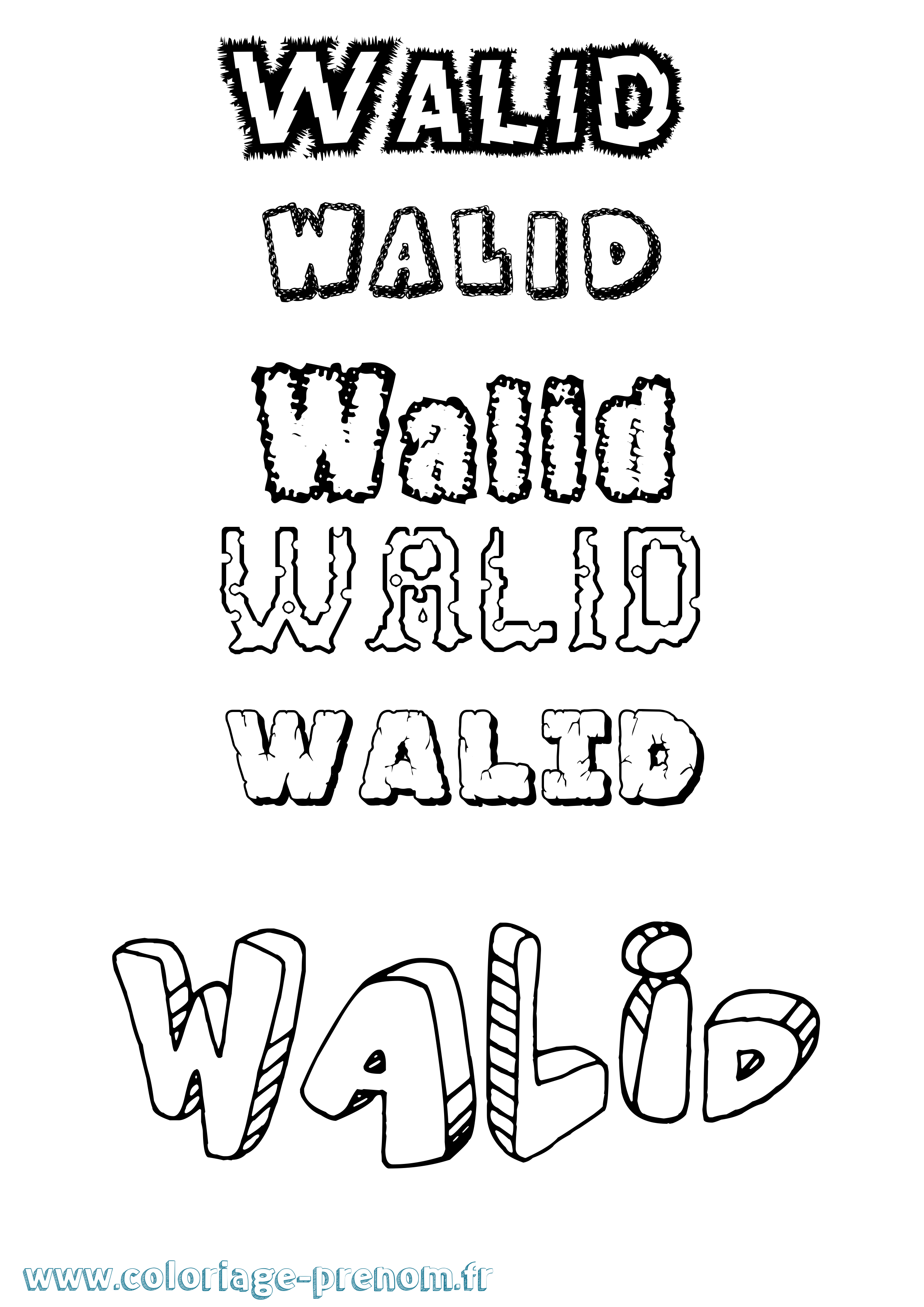 Coloriage prénom Walid Destructuré