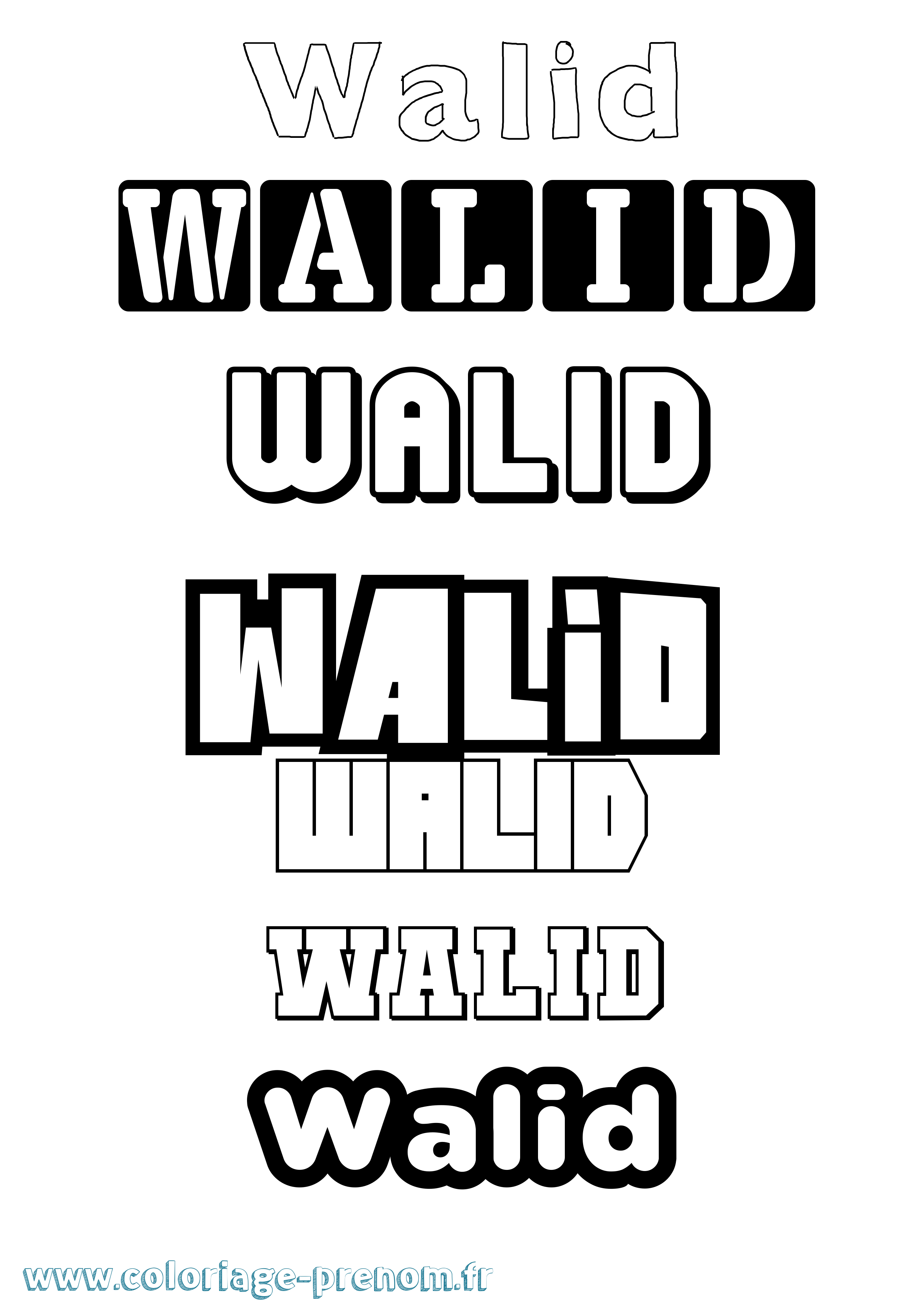 Coloriage prénom Walid Simple