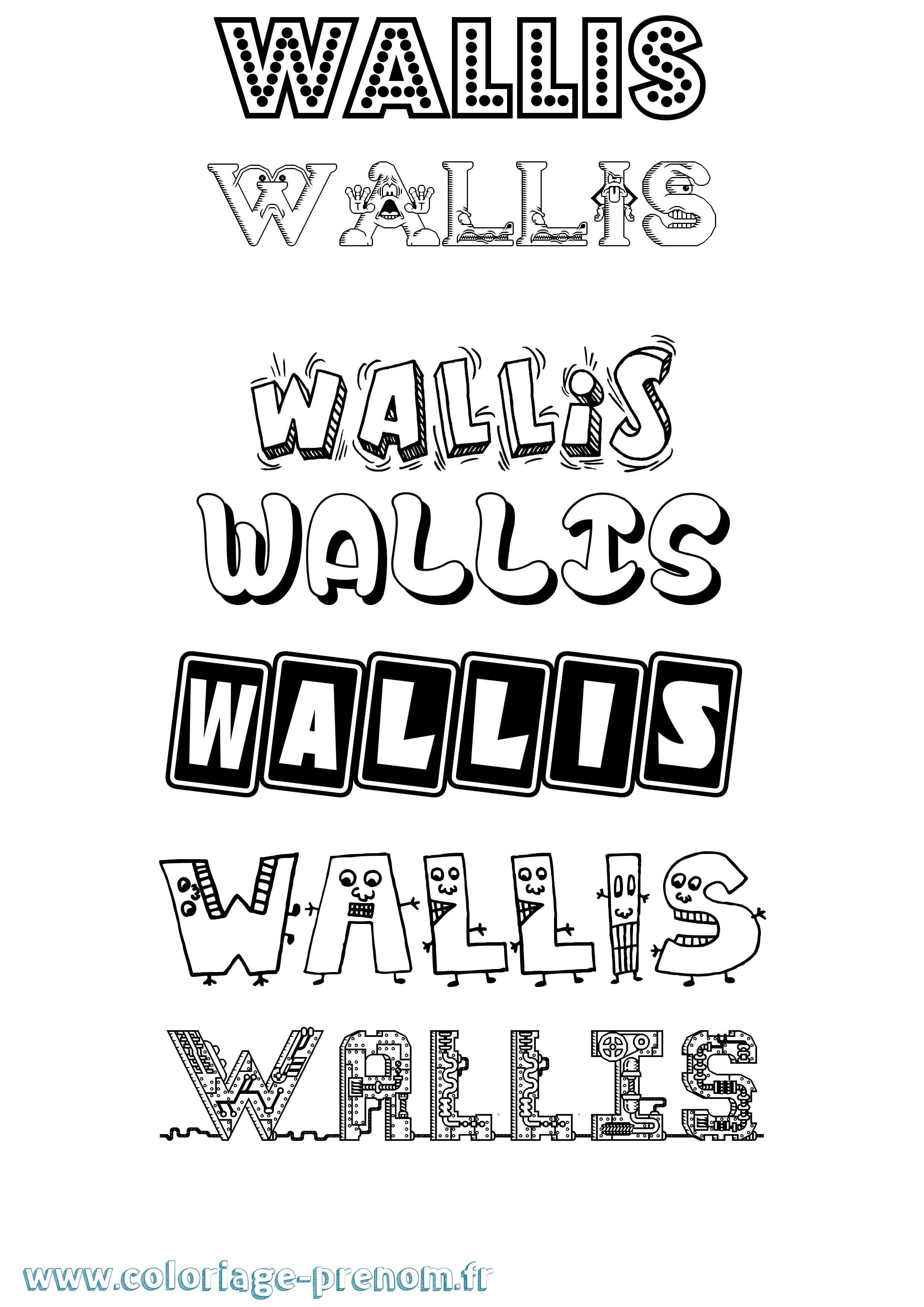 Coloriage prénom Wallis Fun