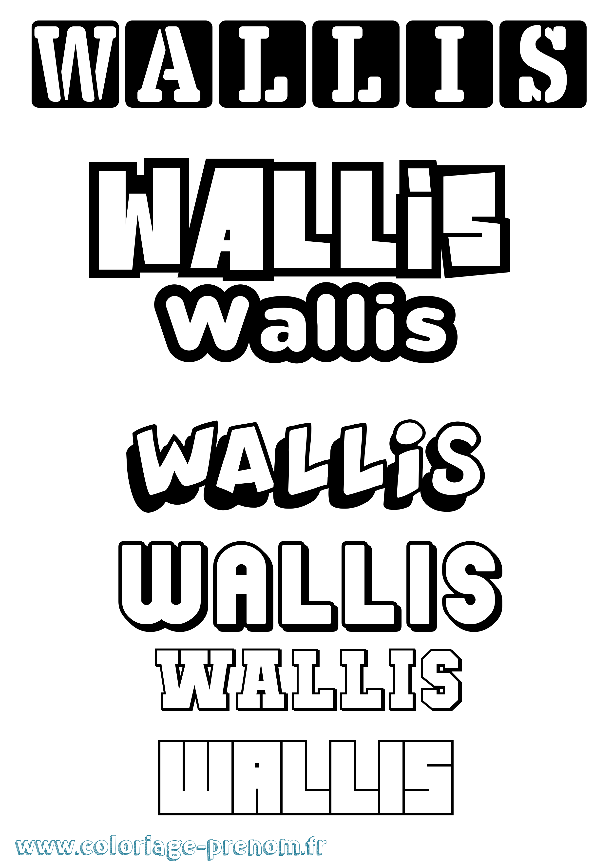 Coloriage prénom Wallis Simple