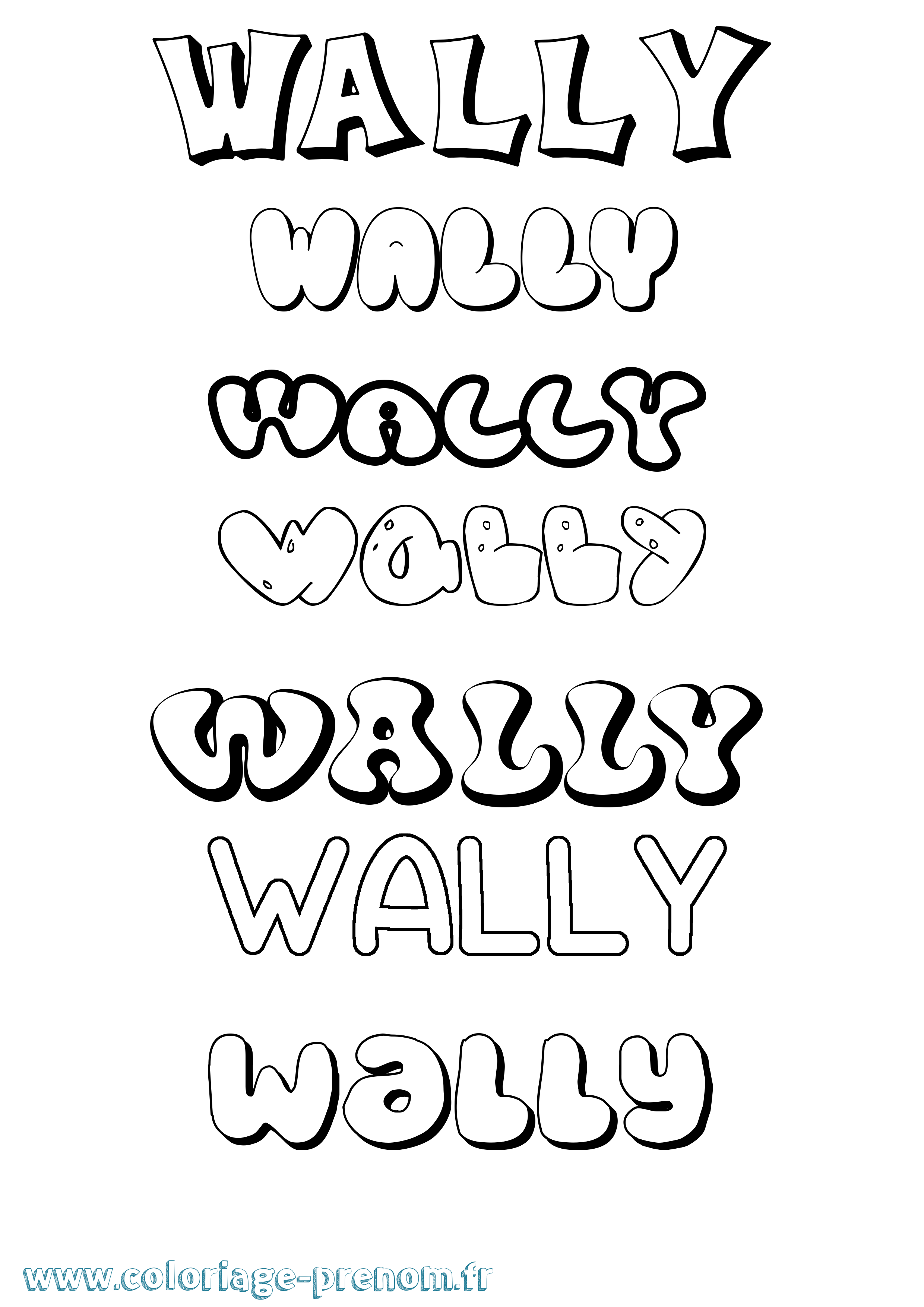 Coloriage Wally Bubble Coloriage prénom Wally Bubble
