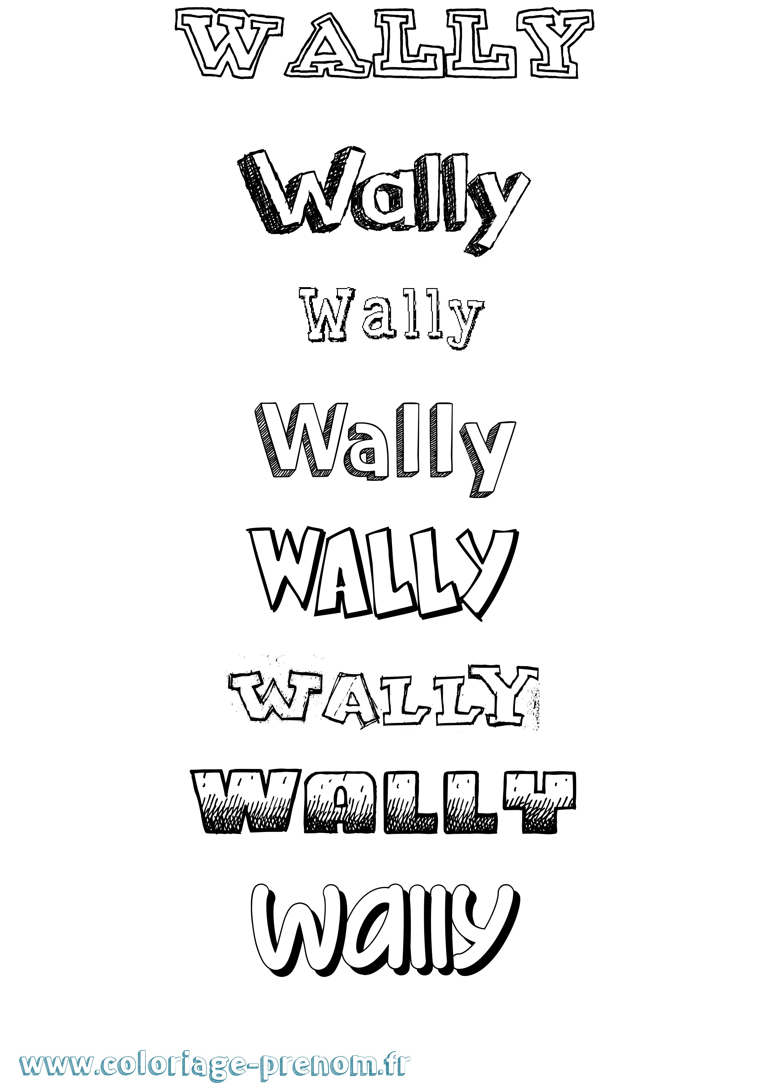 Coloriage Wally Dessiné Coloriage prénom Wally Dessiné