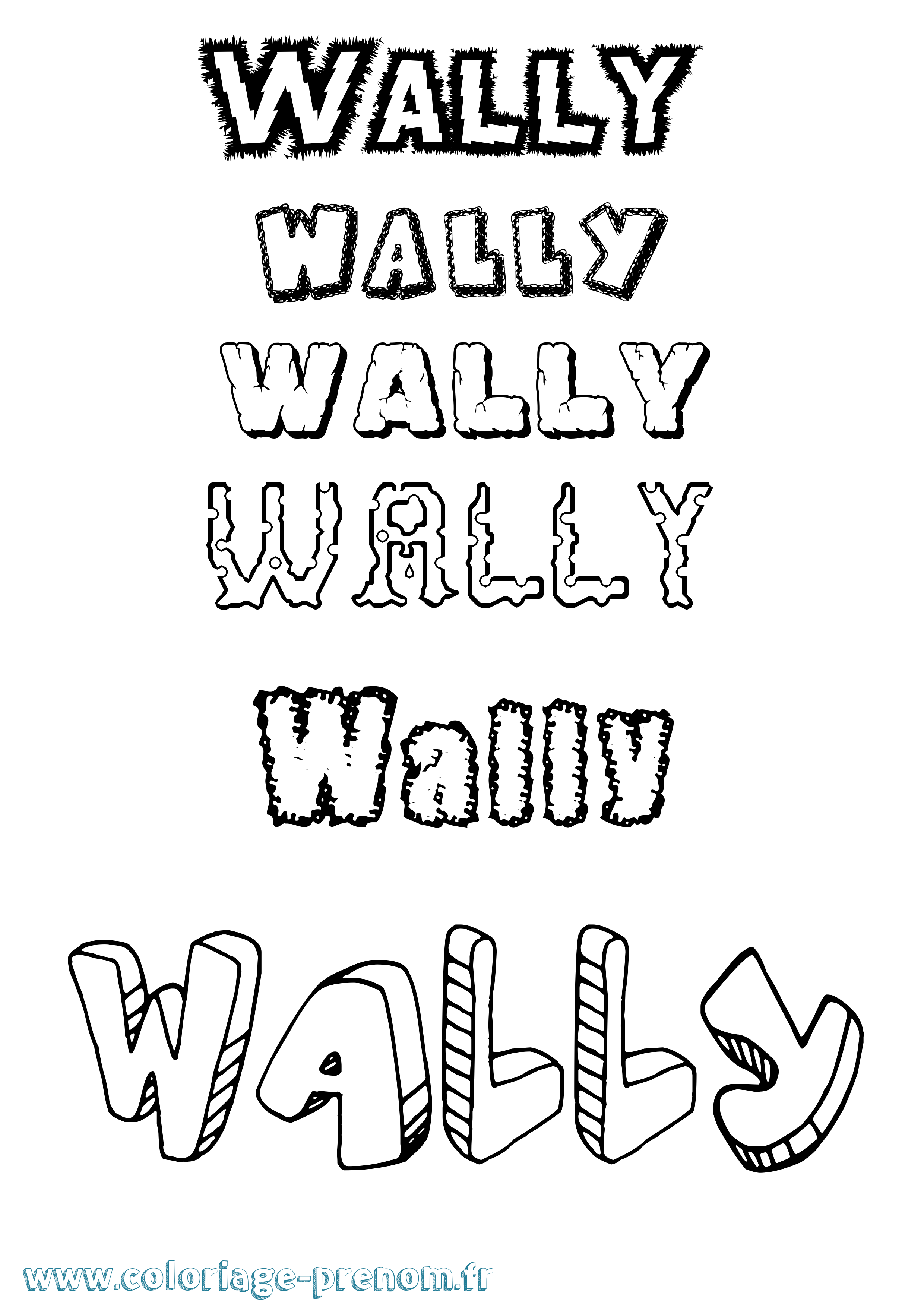 Coloriage Wally Destructuré Coloriage prénom Wally Destructuré