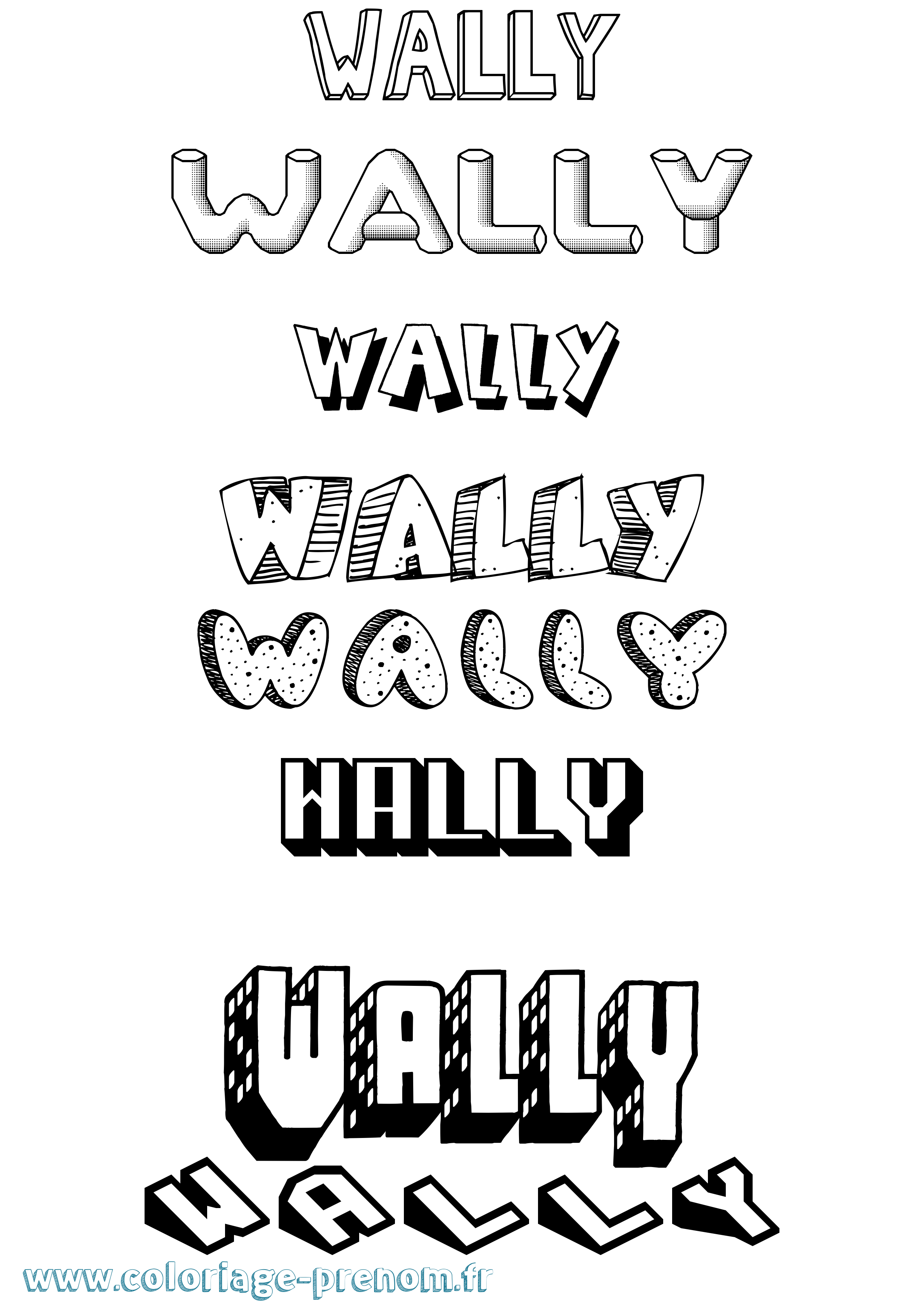 Coloriage Wally Effet 3D Coloriage prénom Wally Effet 3D