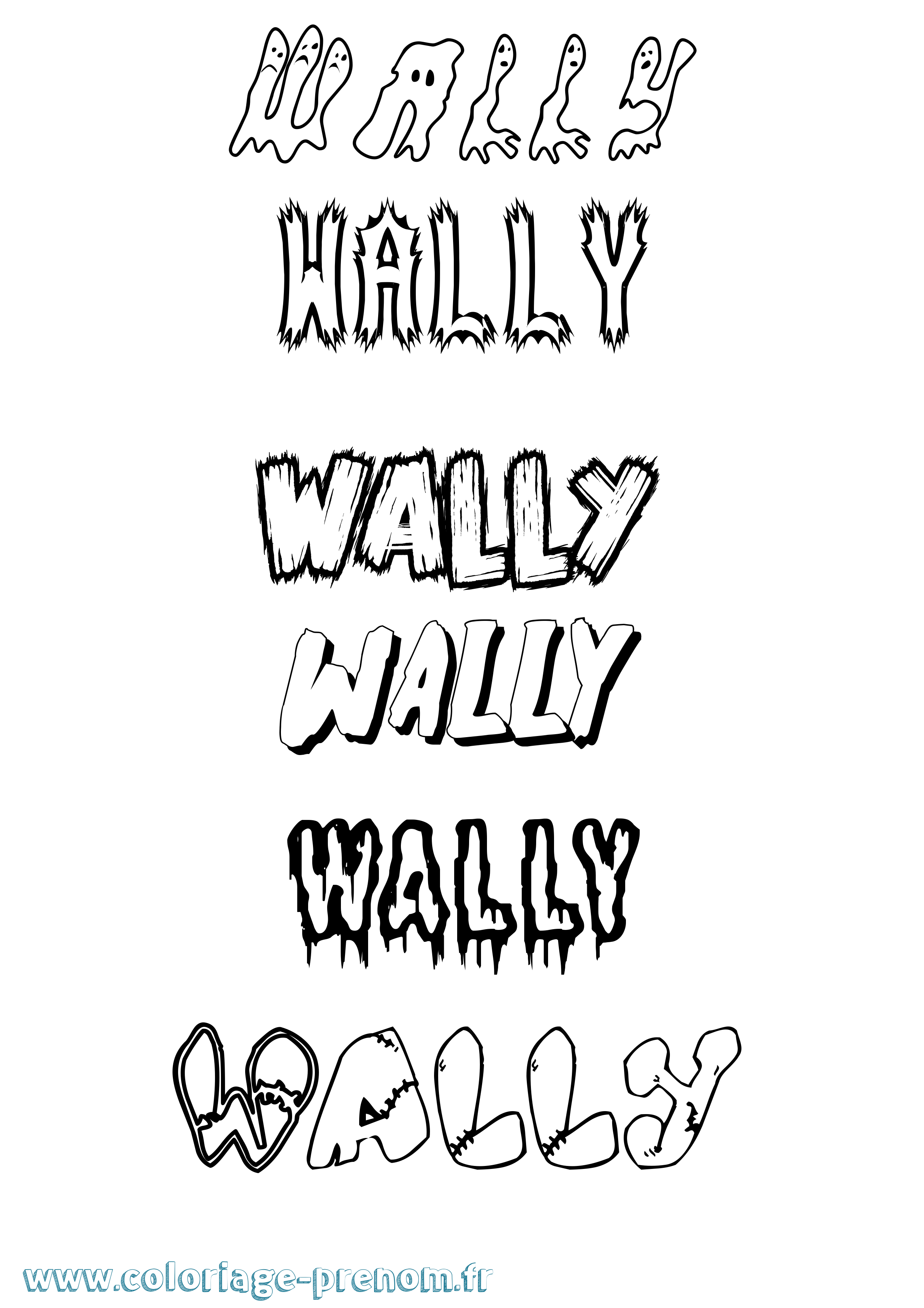 Coloriage prénom Wally Frisson