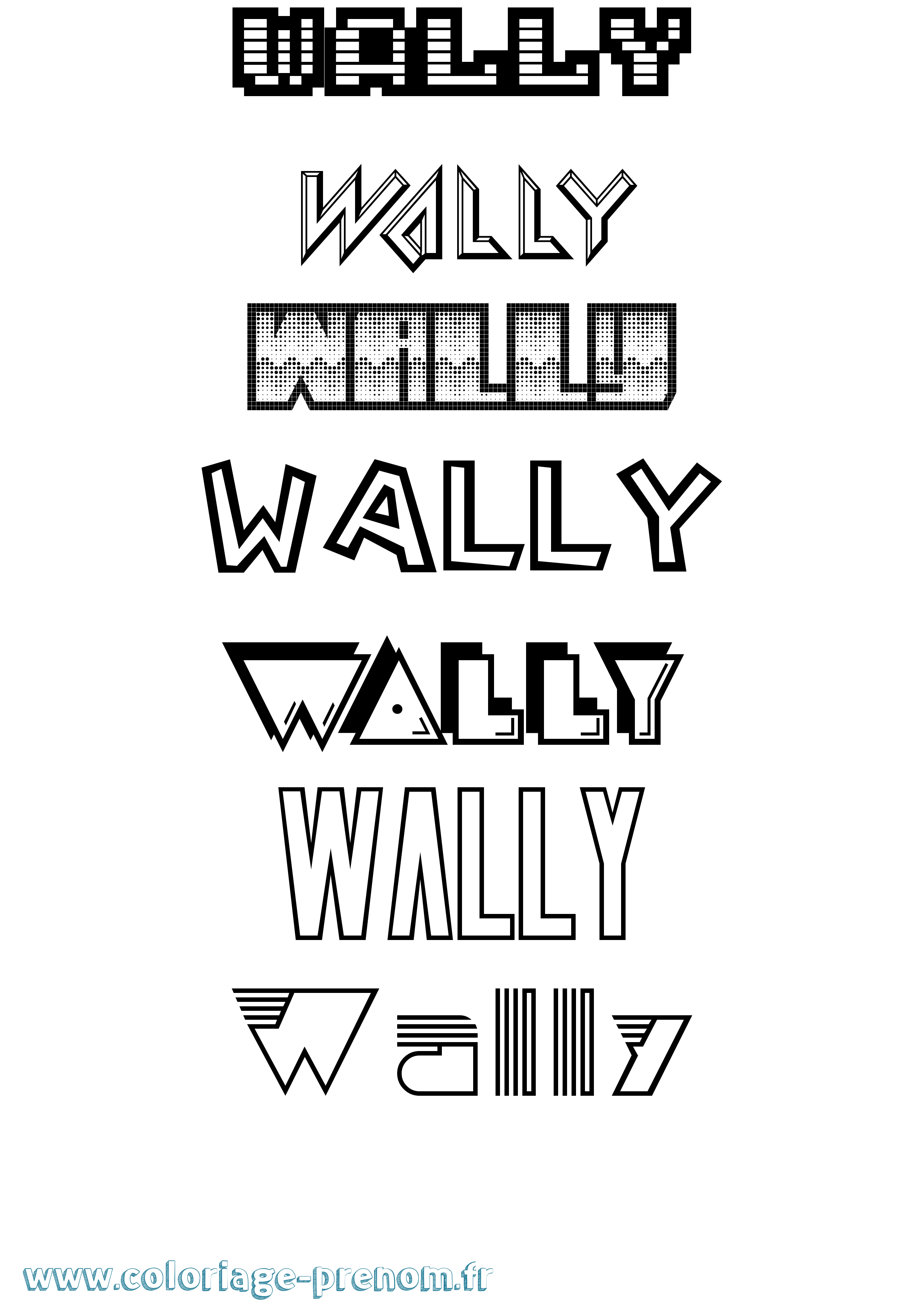 Coloriage Wally Jeux Vidéos Coloriage prénom Wally Jeux Vidéos