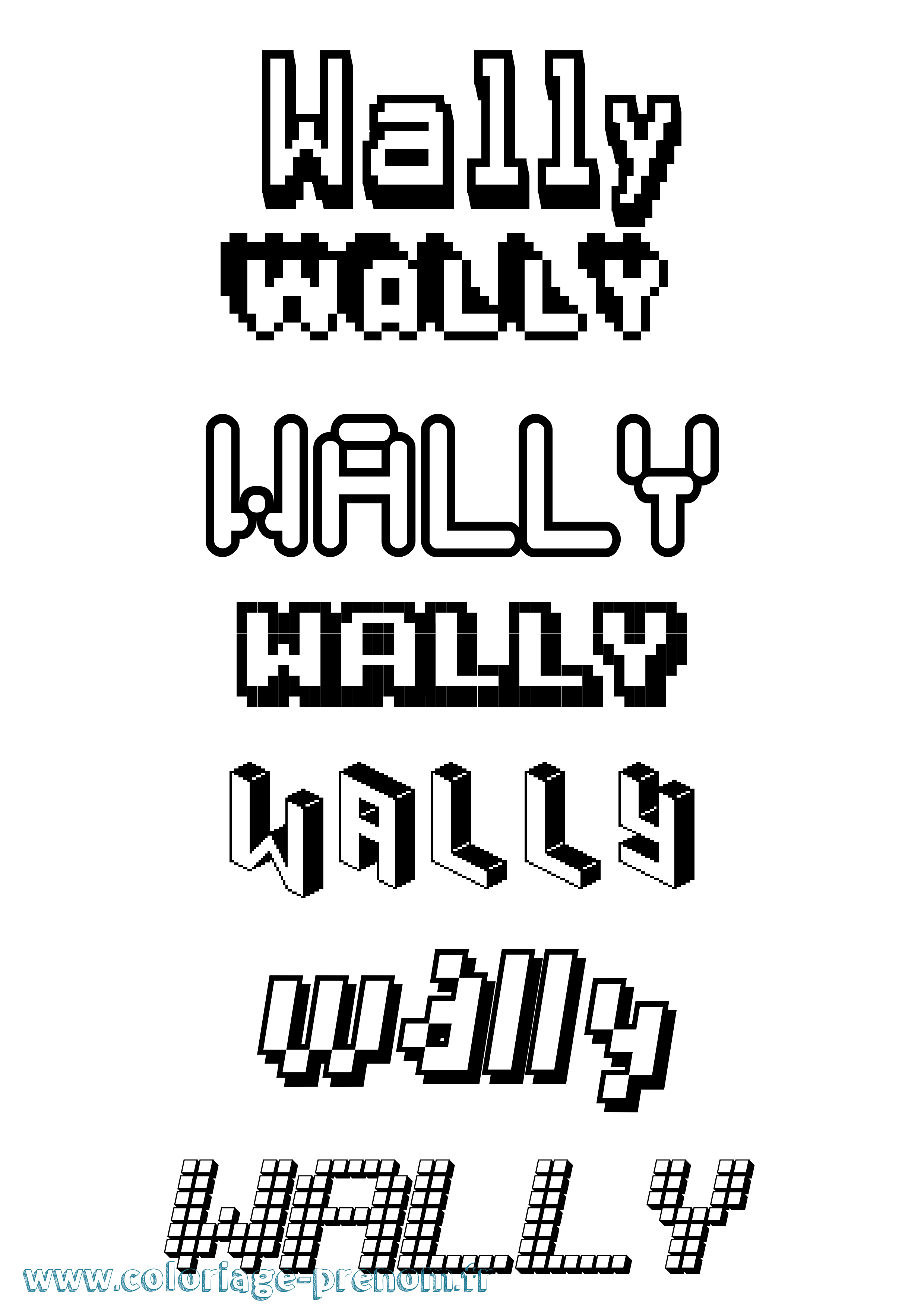 Coloriage Wally Pixel Coloriage prénom Wally Pixel