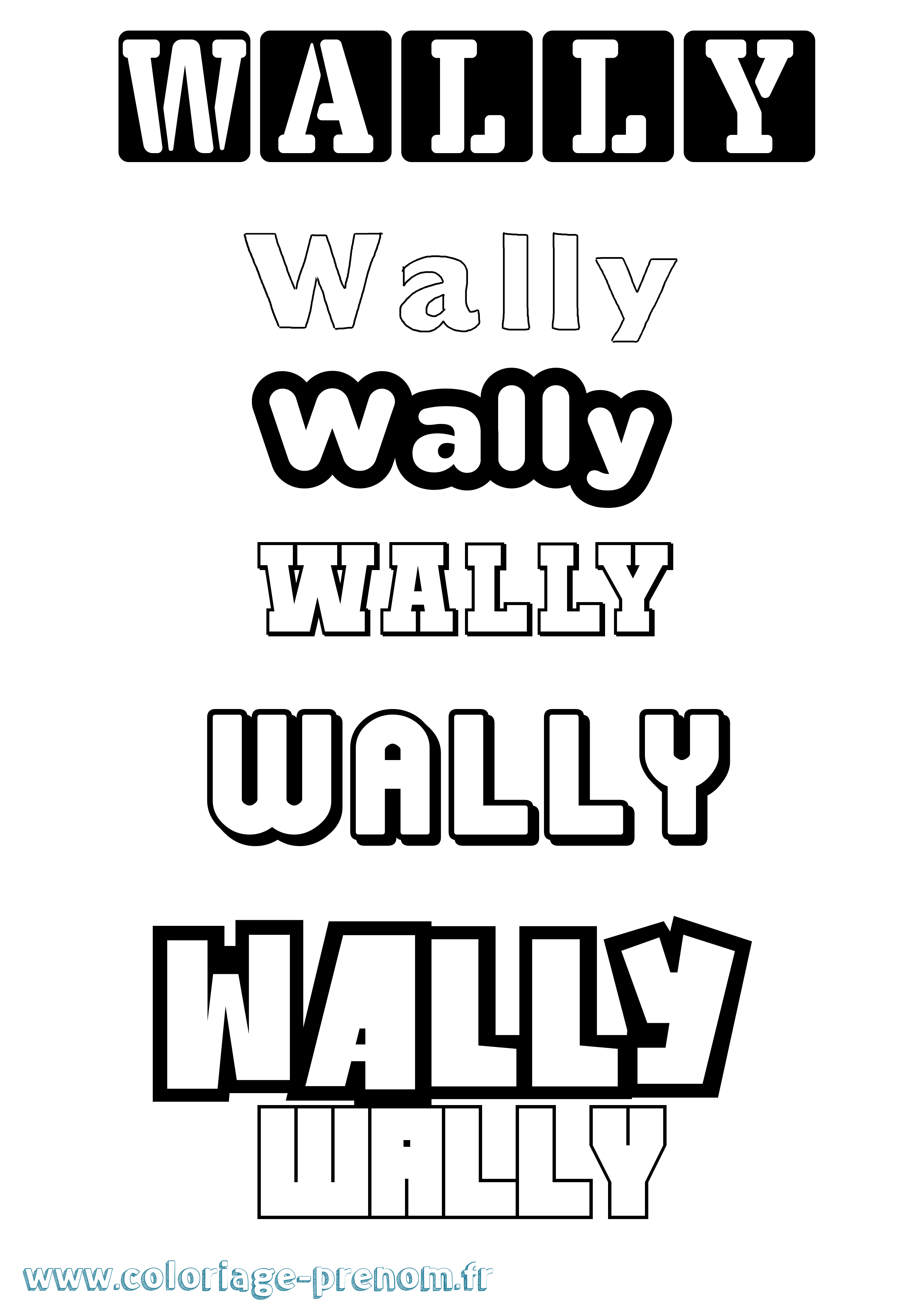 Coloriage Wally Simple Coloriage prénom Wally Simple