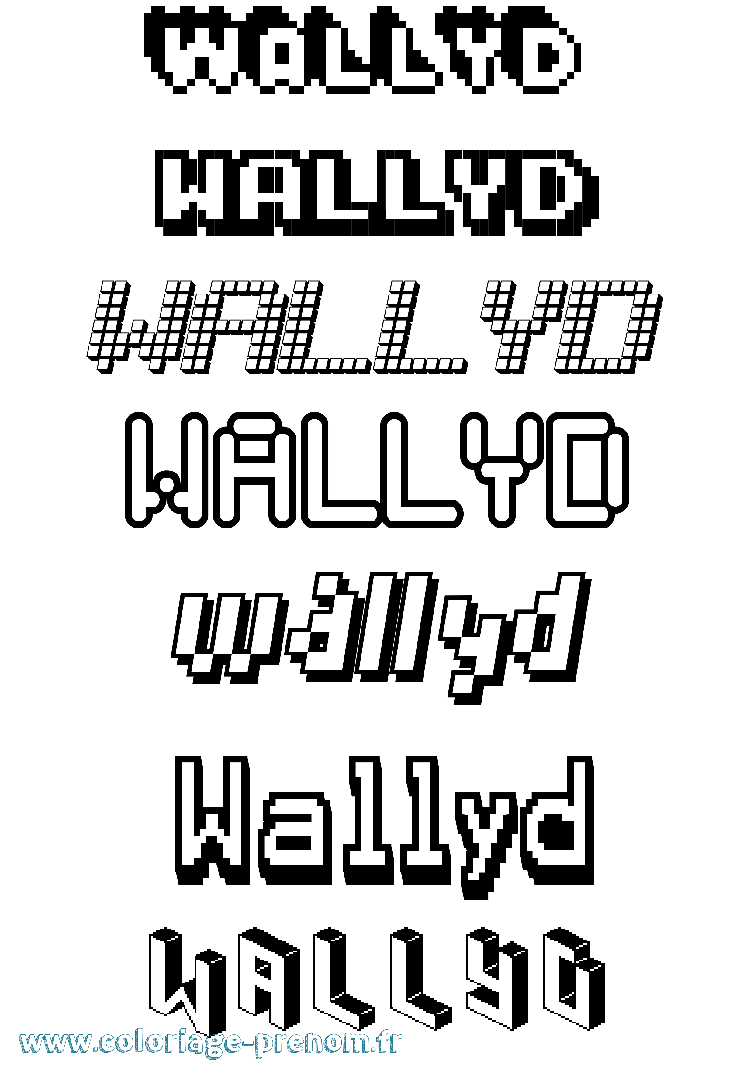 Coloriage prénom Wallyd Pixel